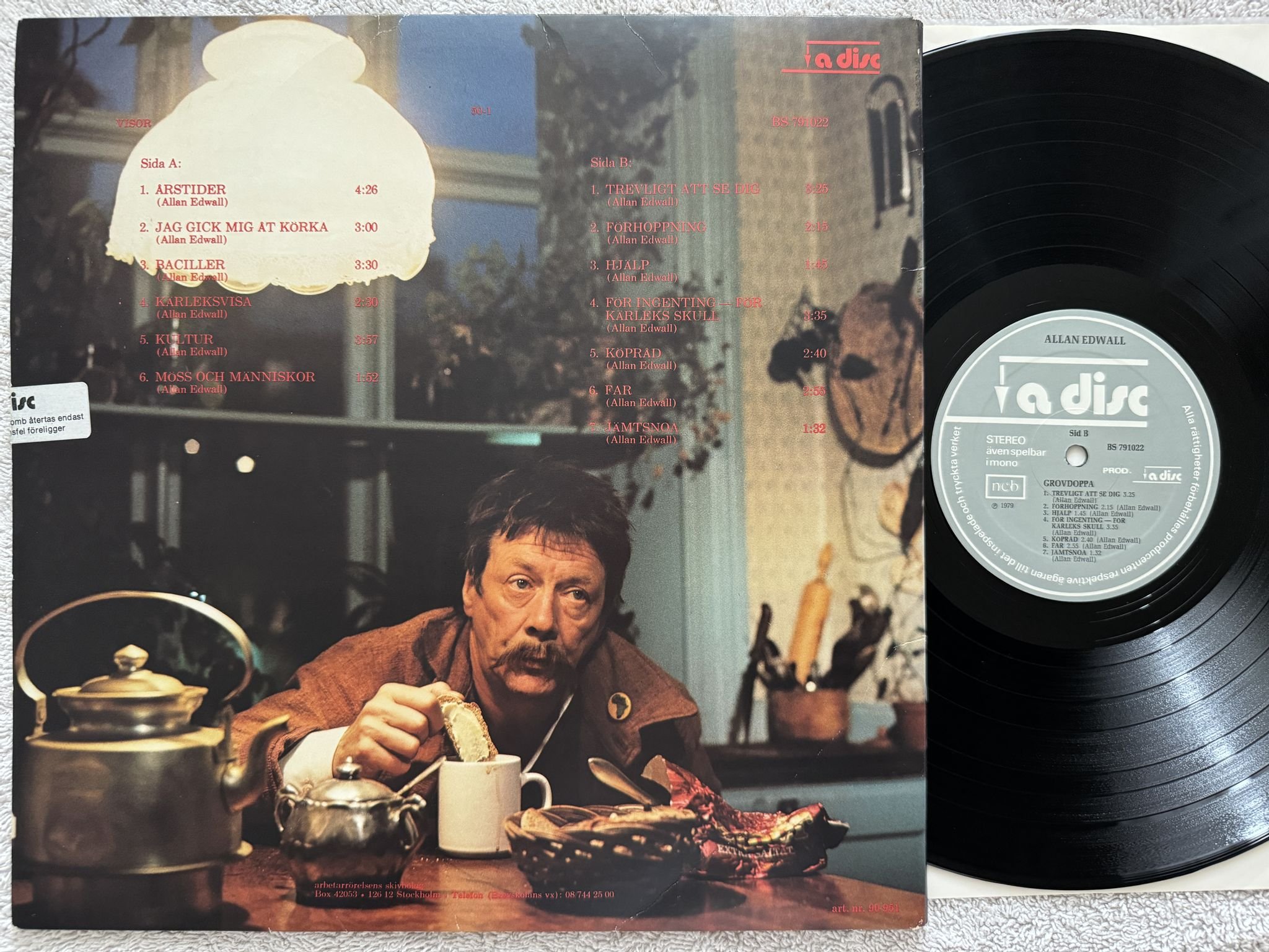 Omslagsbild för skivan ALLAN EDWALL grovdoppa LP -79 Swe A DISC BS 791022