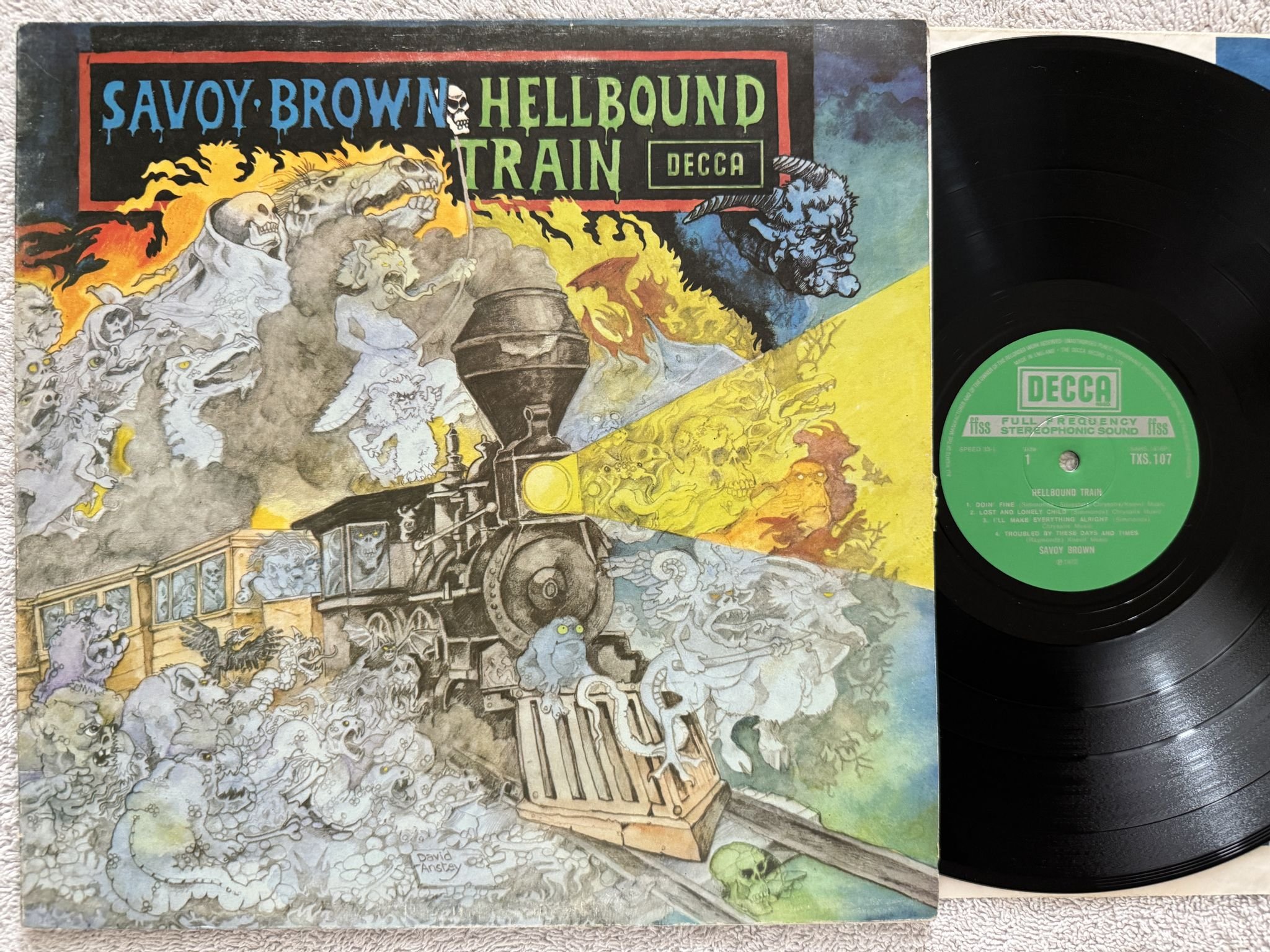 Omslagsbild för skivan SAVOY BROWN Hellbound Train LP -72 UK DECCA TXS 107 *** BLUES ROCK ***