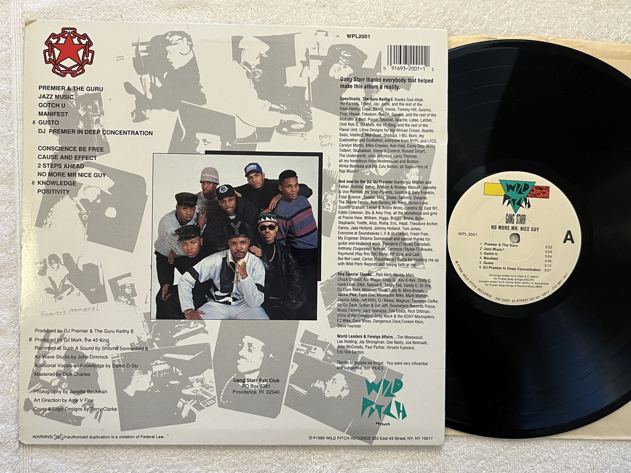 Omslagsbild för skivan GANG STARR no more mr nice guy LP -89 US WILD PITCH WPL 2001 *** RAP CLASSIC ***