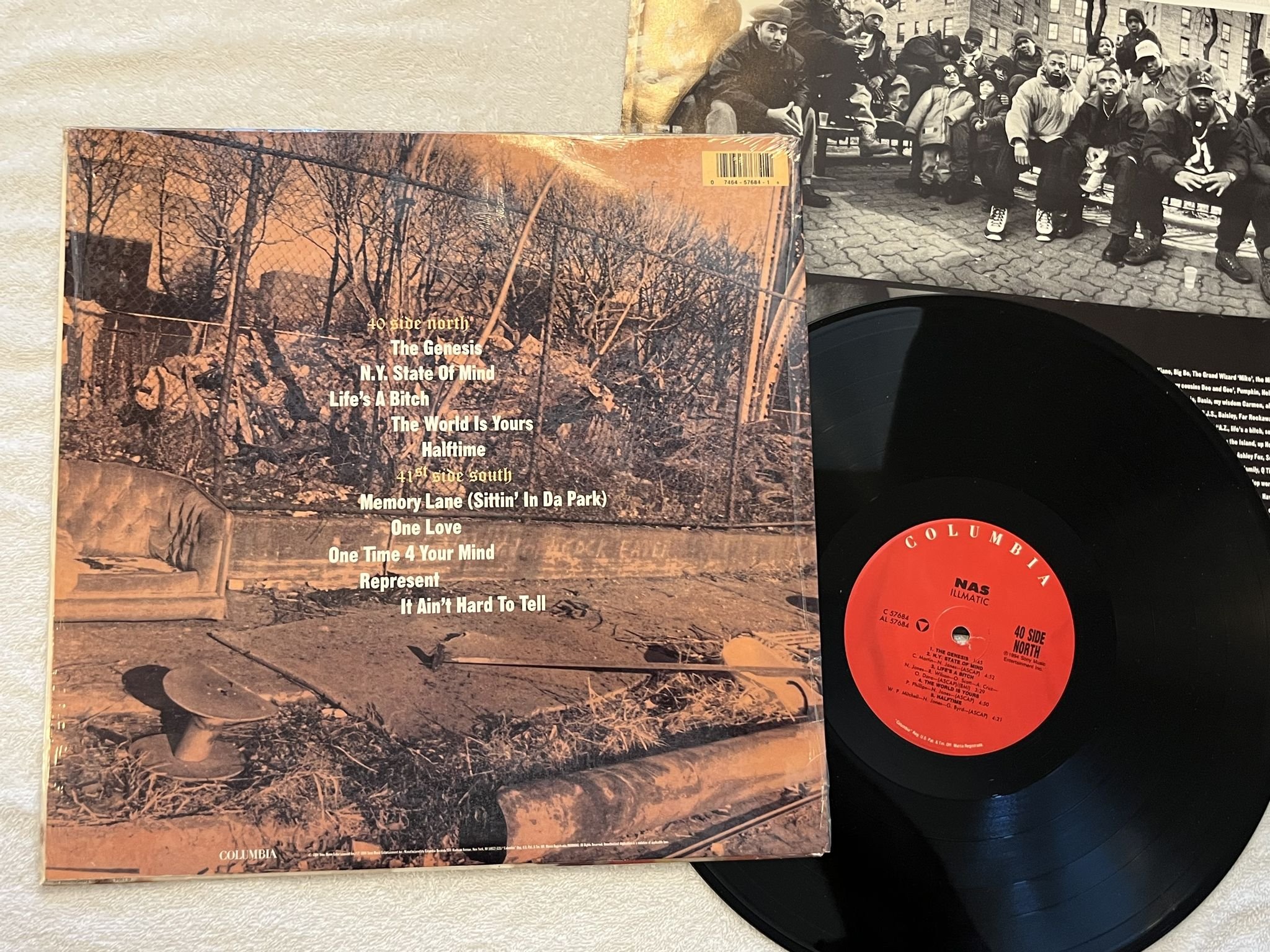 Omslagsbild för skivan NAS illmatic LP -94 US COLUMBIA C 57684 *** MASTERPIECE OF RAP ***