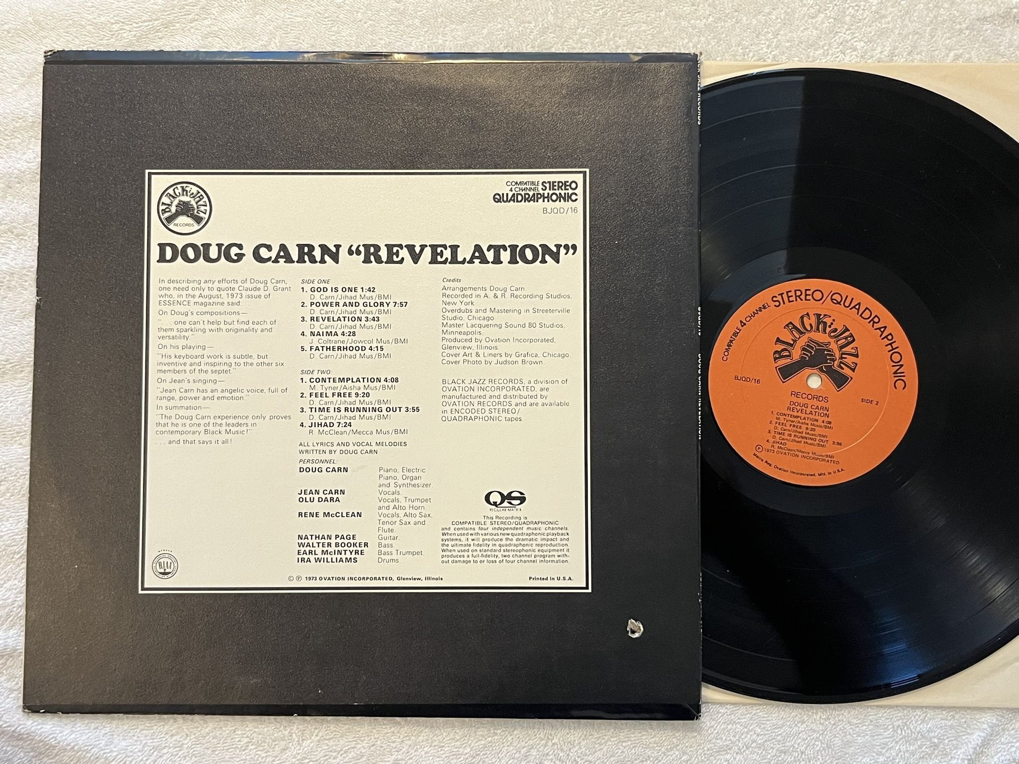 Omslagsbild för skivan DOUG CARN revelation LP -73 US BLACK JAZZ BJQD 16