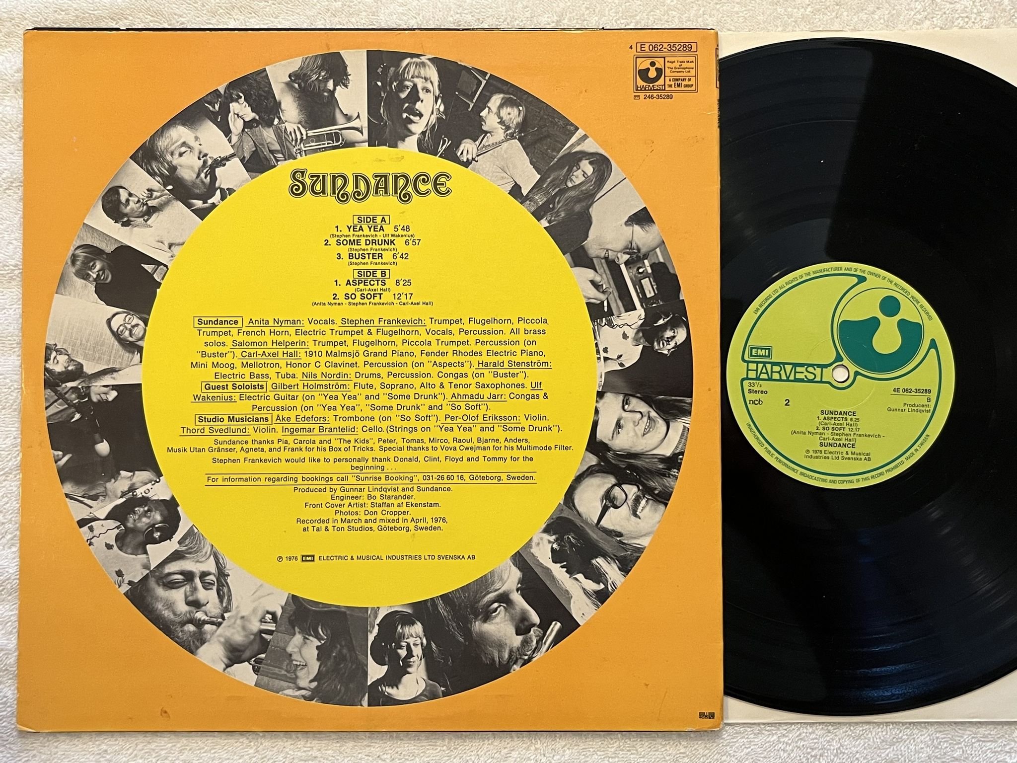 Omslagsbild för skivan SUNDANCE s/t LP -76 Swe HARVEST E 062-35289 *** Rare Jazz Funk ***