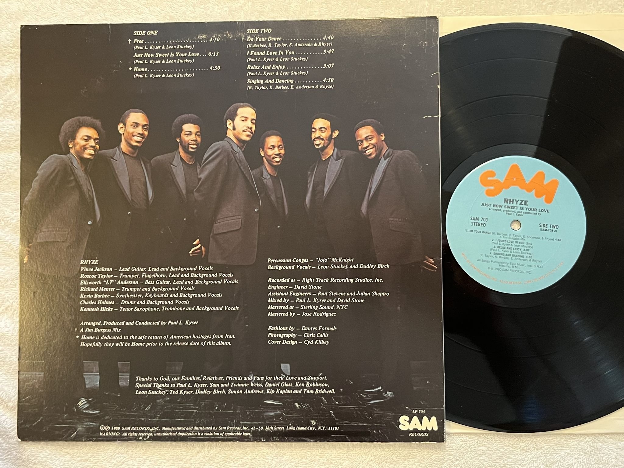 Omslagsbild för skivan RHYZE just how swwet is your love LP -80 US SAM 703