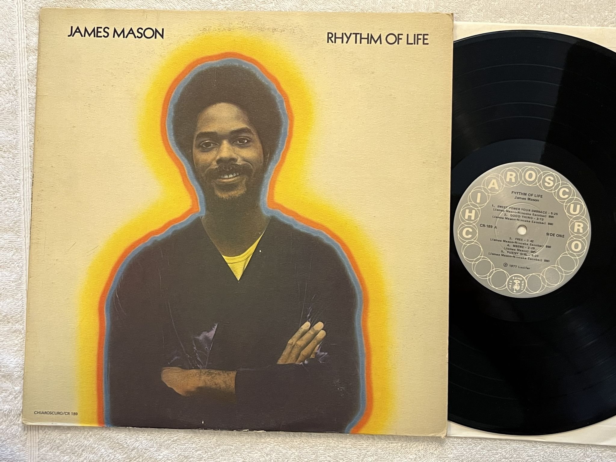 Omslagsbild för skivan JAMES MASON rhythm of life LP -77 US CHIAROSCURO CR 189 ** MEGA RARE JAZZFUNK **