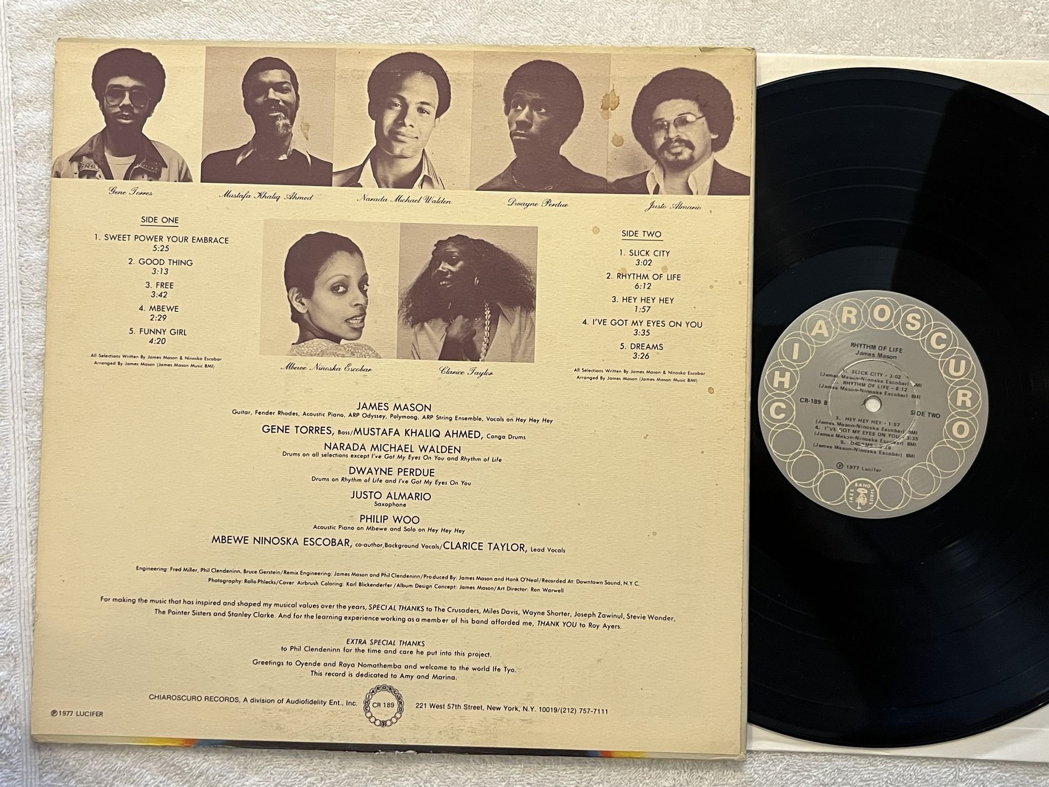 Omslagsbild för skivan JAMES MASON rhythm of life LP -77 US CHIAROSCURO CR 189 ** MEGA RARE JAZZFUNK **