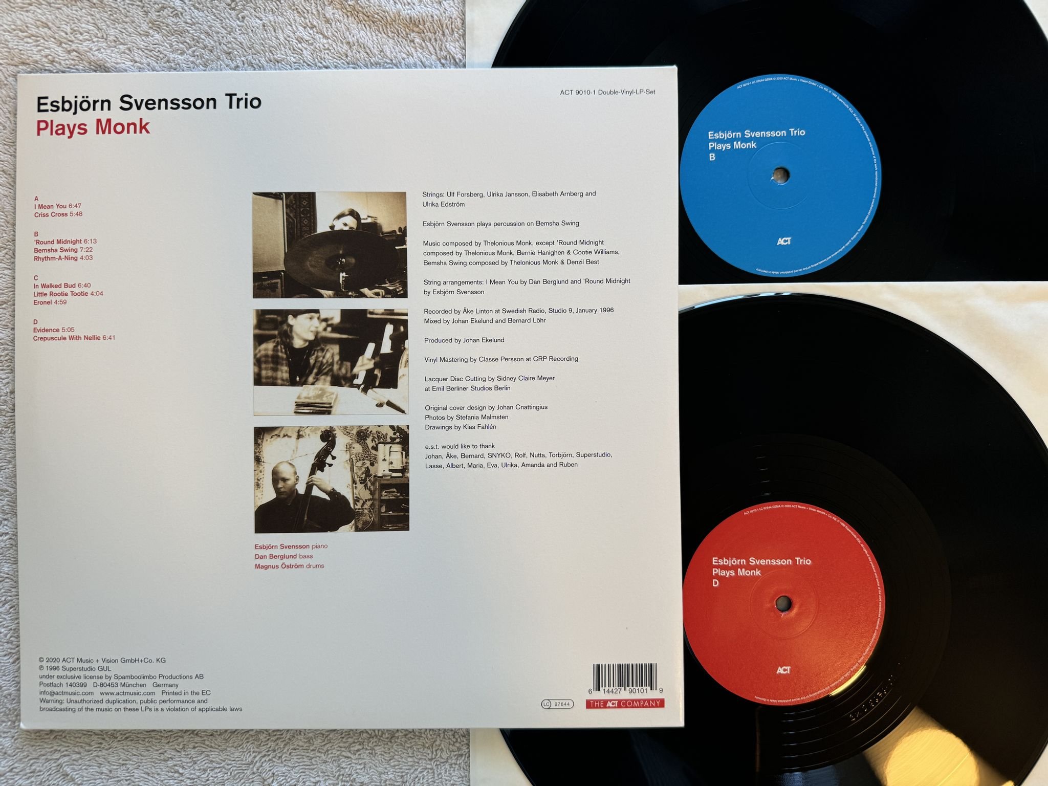 Omslagsbild för skivan ESBJÖRN SVENSSON TRIO Plays Monk 2xLP 2020 ACT 9010-1