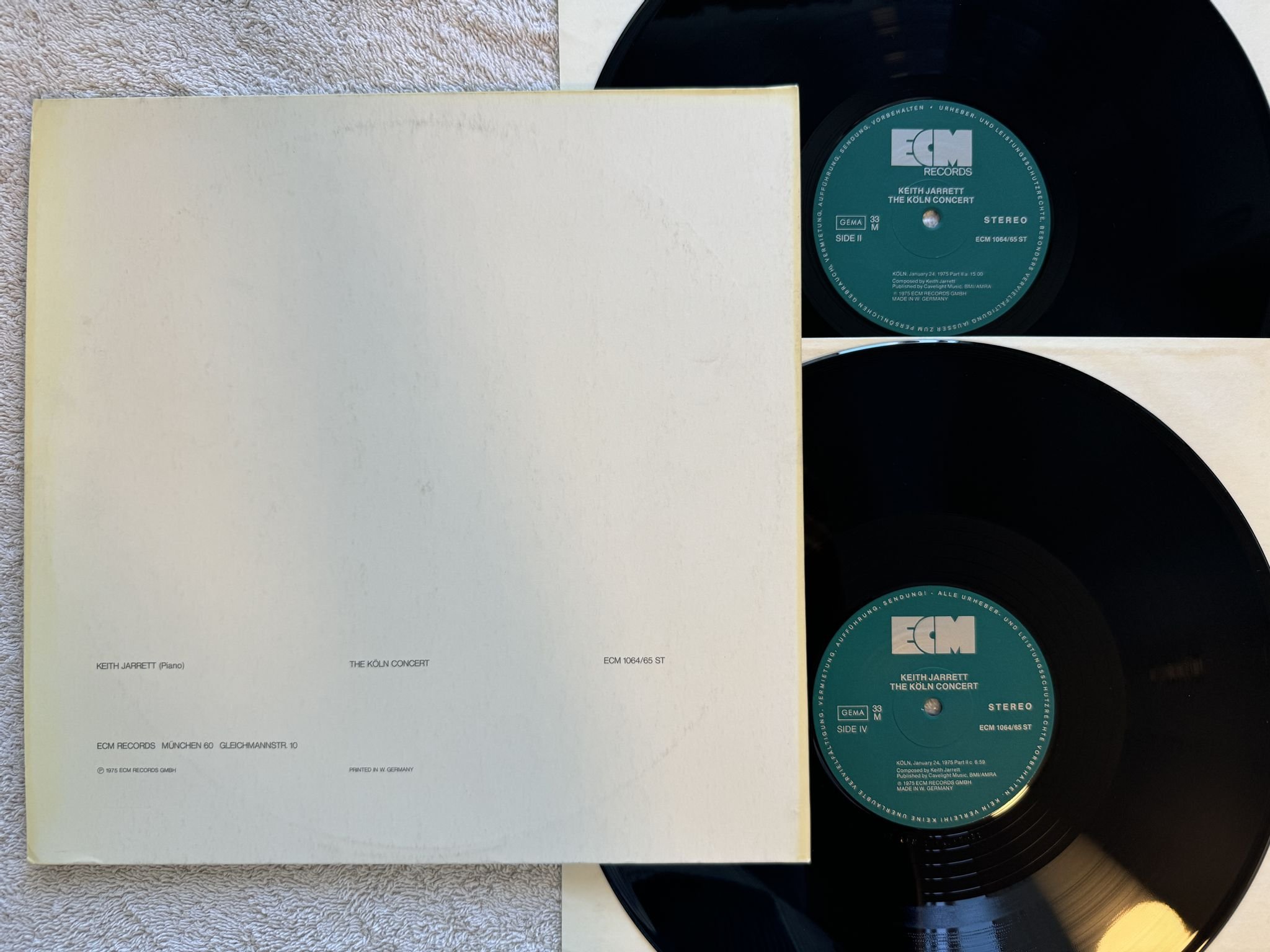 Omslagsbild för skivan KEITH JARRETT the Köln concert 2xLP -75 Ger ECM 1064/65 ST