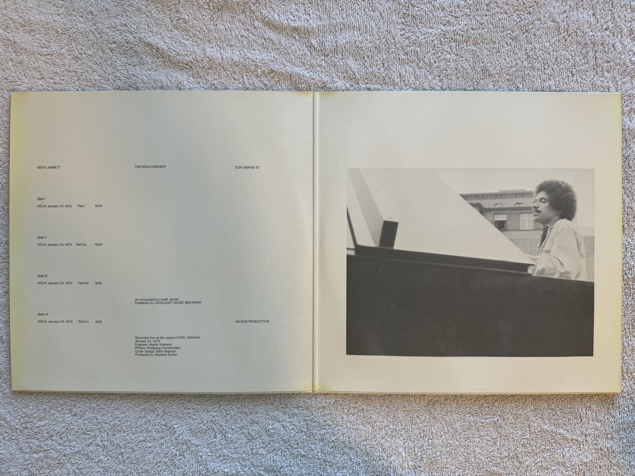 Omslagsbild för skivan KEITH JARRETT the Köln concert 2xLP -75 Ger ECM 1064/65 ST