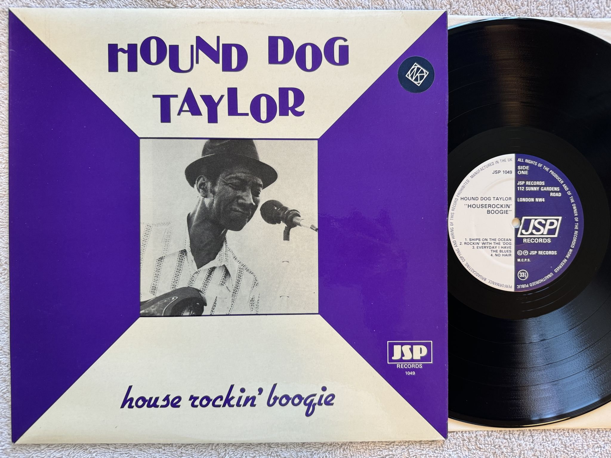 Omslagsbild för skivan HOUND DOG TAYLOR houserockin' boogie LP -82 UK JSP 1049 * RARE ELECTRIC BLUES *