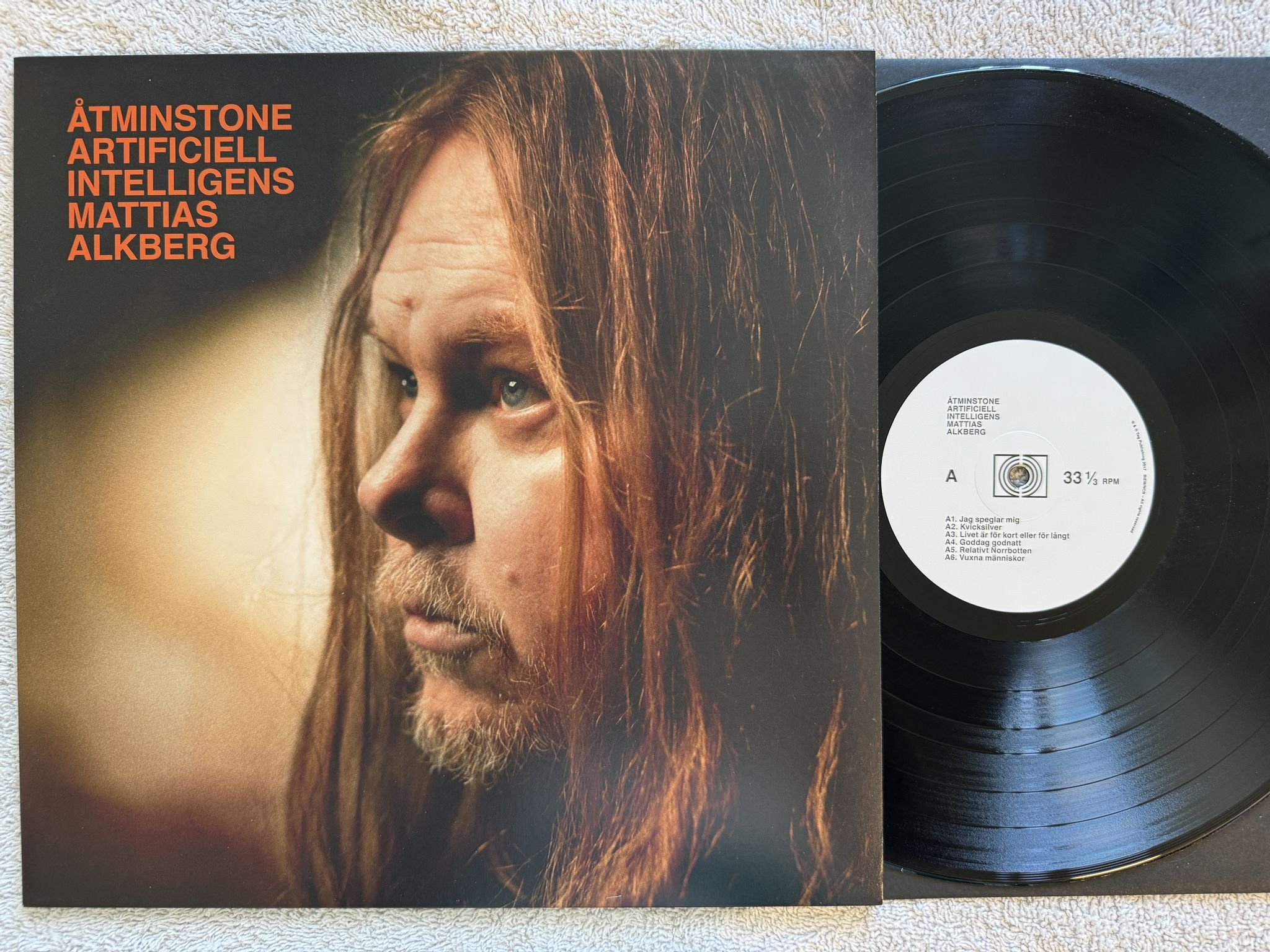 Omslagsbild för skivan MATTIAS ALKBERG Åtminstone Artificiell Intelligens LP 2017 teg publishing TEG051