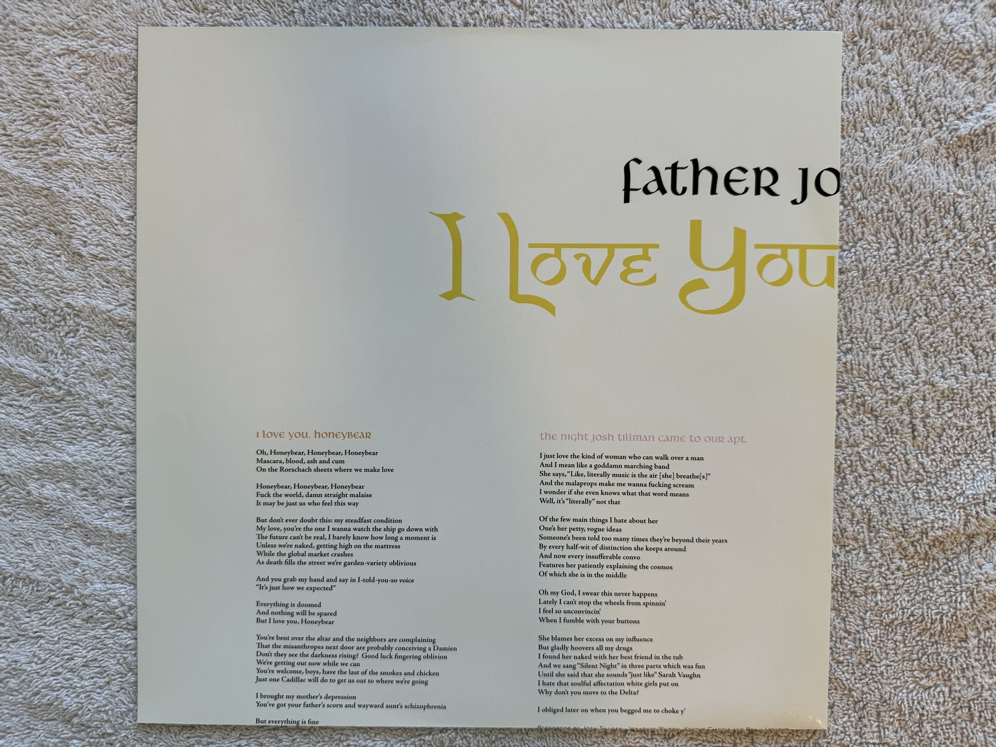 Omslagsbild för skivan FATHER JOHN MISTY I Love You, Honeybear 2x12" + CD BELLA UNION BELLA476V