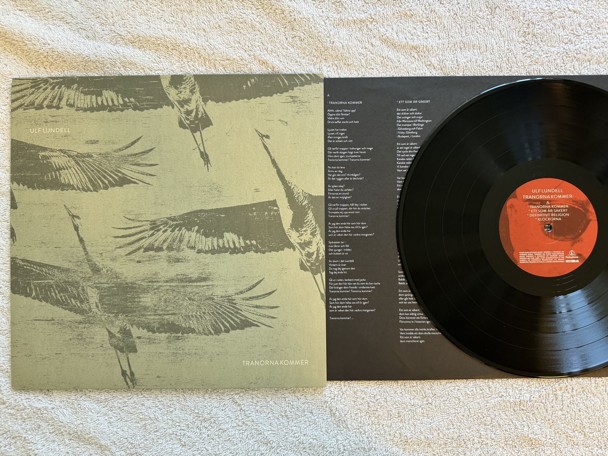 Omslagsbild för skivan ULF LUNDELL Tranorna Kommer LP 2019 PARLOPHONE 5054197045936