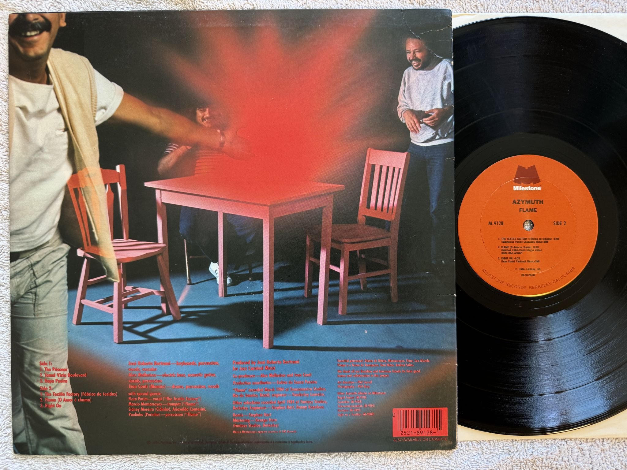 Omslagsbild för skivan AZYMUTH flame LP -84 US MILESTONE M-9128 ** LATIN JAZZ FUNK **