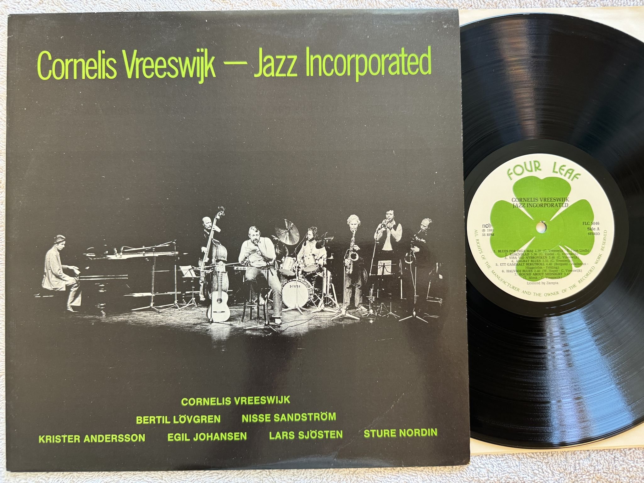 Omslagsbild för skivan Cornelis Vreeswijk – Jazz Incorporated LP -80 Swe FOUR LEAF FLC 5046