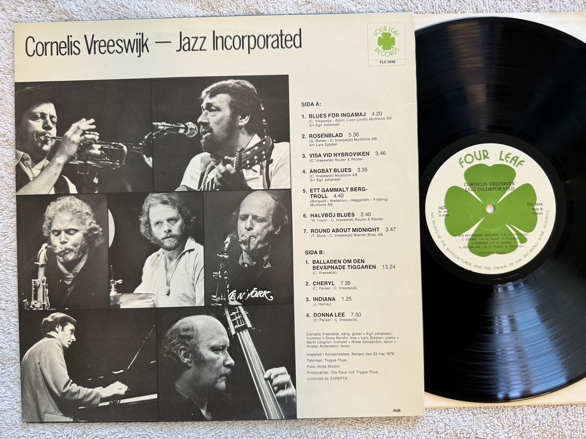 Omslagsbild för skivan Cornelis Vreeswijk – Jazz Incorporated LP -80 Swe FOUR LEAF FLC 5046