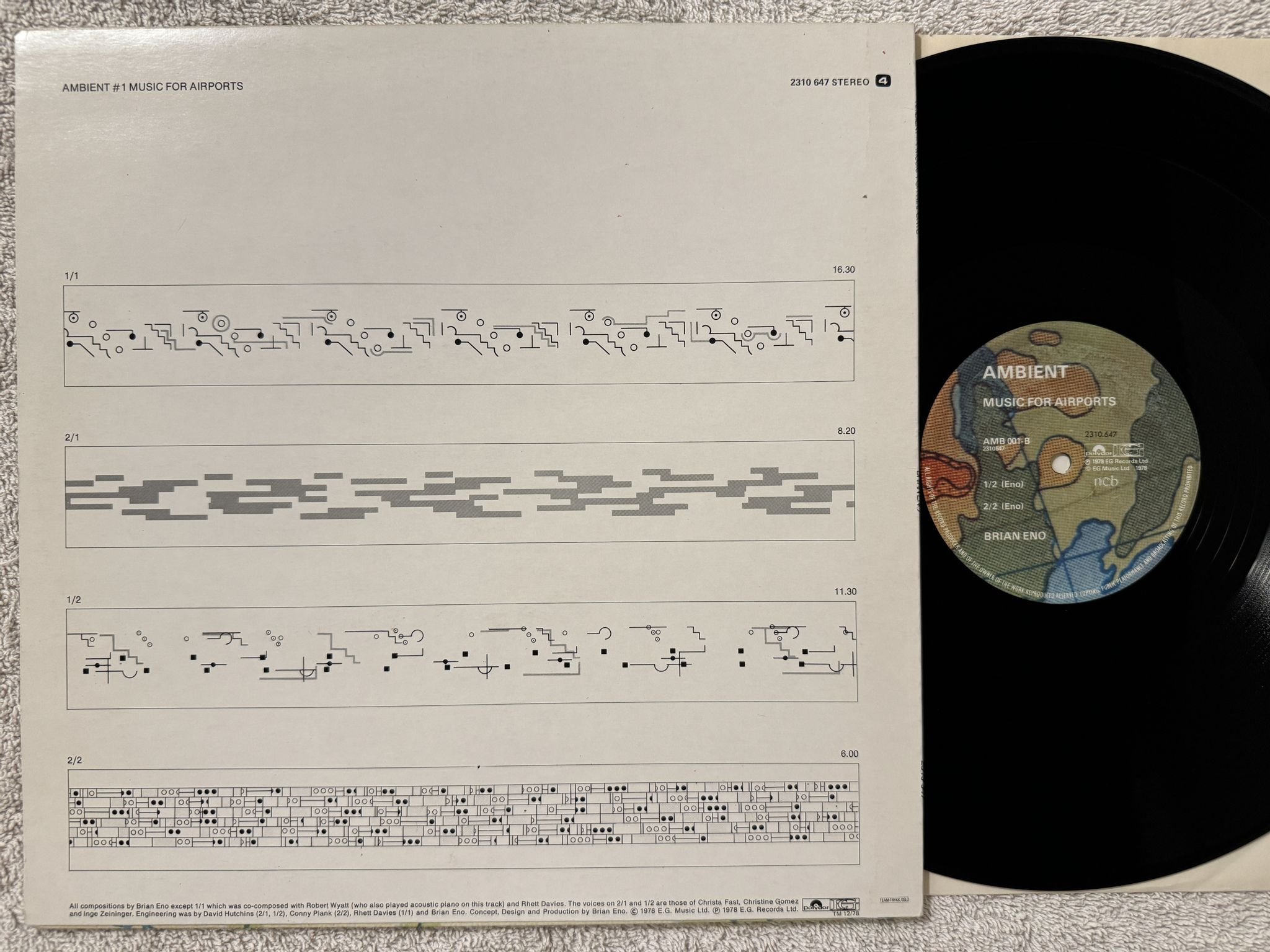 Omslagsbild för skivan BRIAN ENO ambient 1 ( music for airports ) LP -78 ncb POLYDOR 2310 647