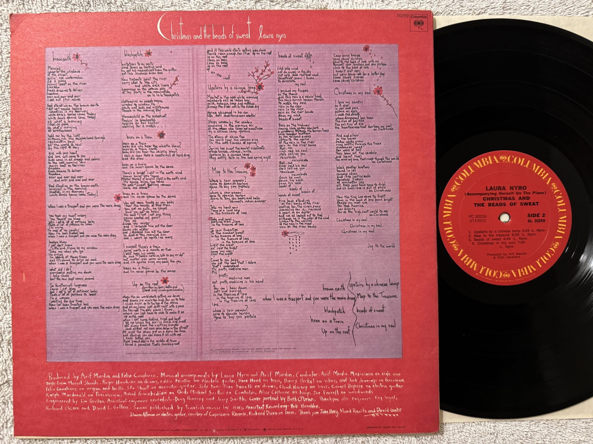Omslagsbild för skivan LAURA NYRO Christmas And The Beads Of Sweat LP -70 US COLUMBIA KC 30259