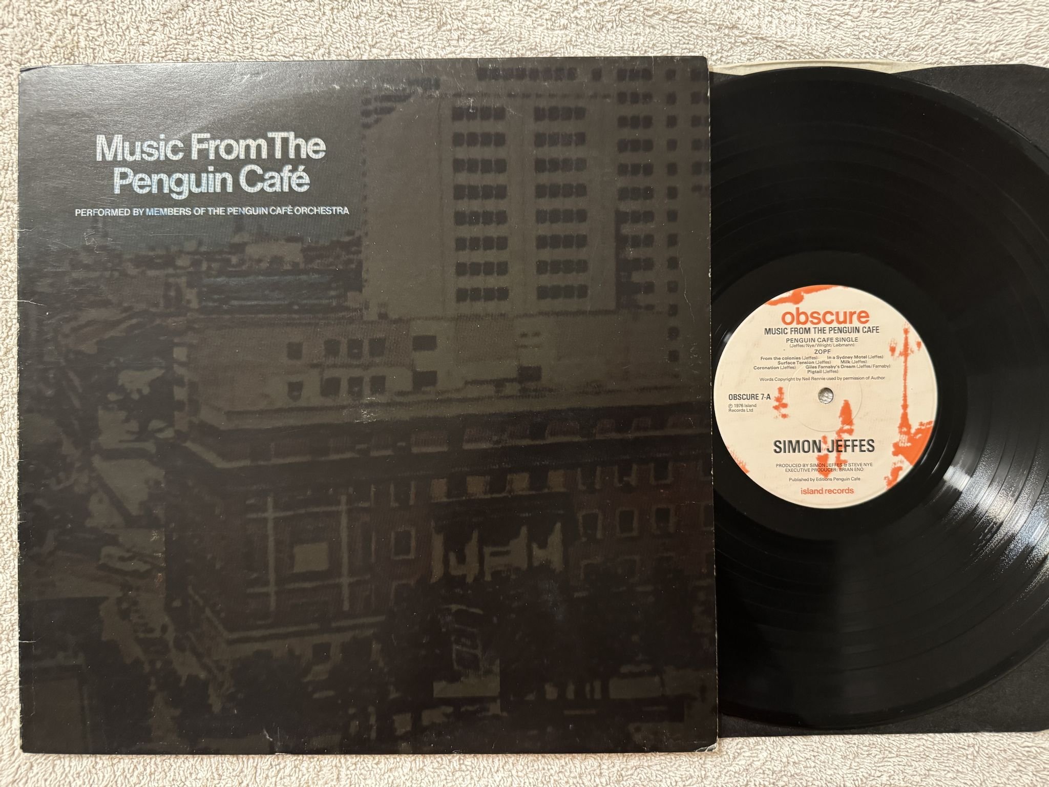Omslagsbild för skivan SIMON JEFFES music from the Penguin Cafe LP -76 UK OBSCURE 7