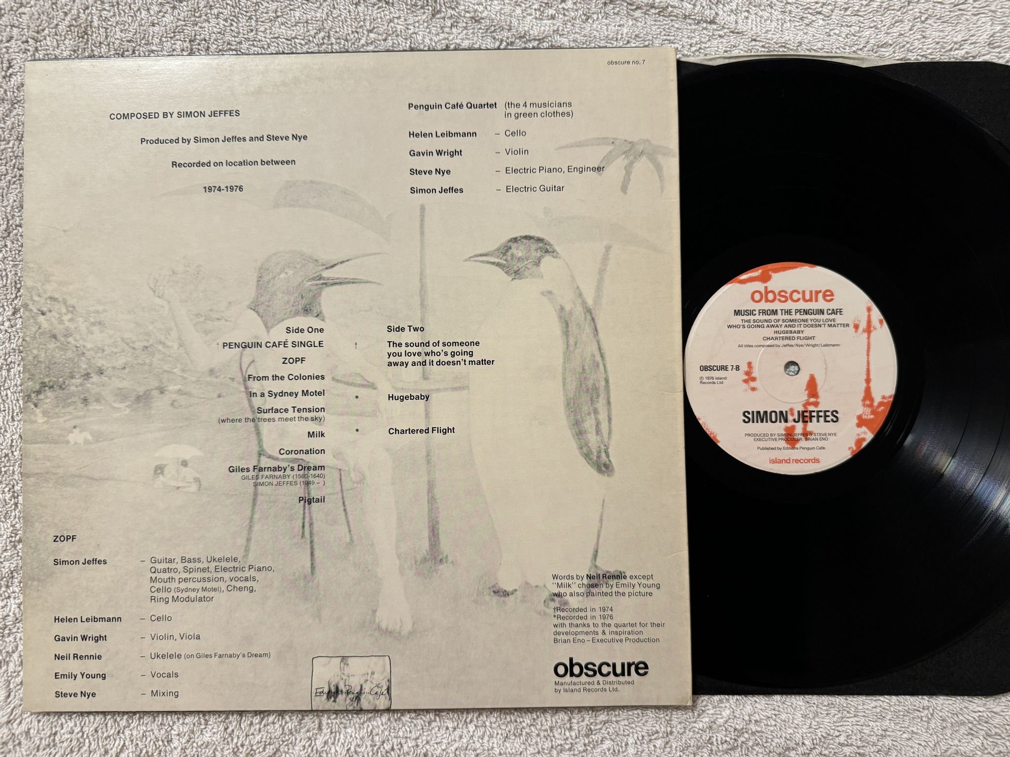 Omslagsbild för skivan SIMON JEFFES music from the Penguin Cafe LP -76 UK OBSCURE 7