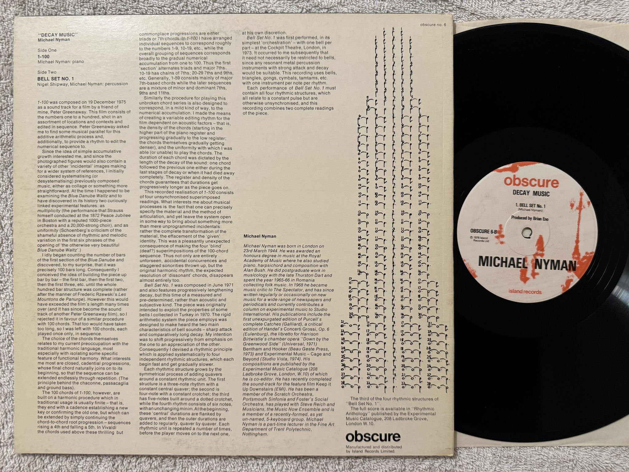 Omslagsbild för skivan MICHAEL NYMAN decay music LP -76 UK OBSCURE 6
