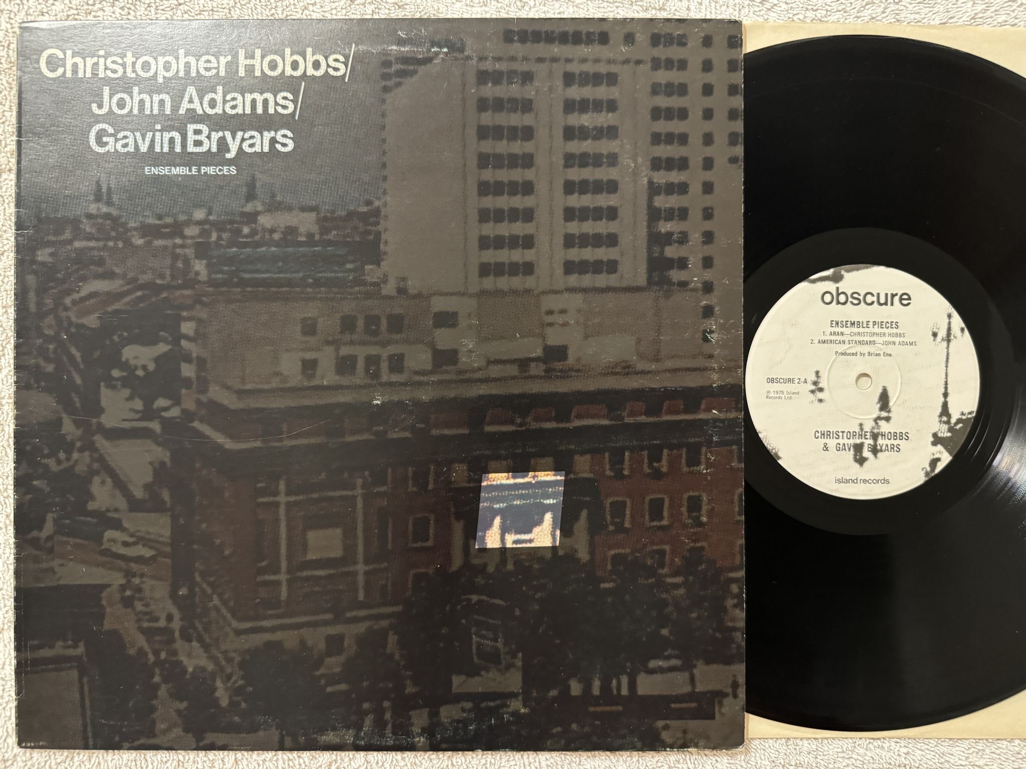 Omslagsbild för skivan Christopher Hobbs, John Adams, Gavin Bryars ensemble Pieces LP -75 UK OBSCURE