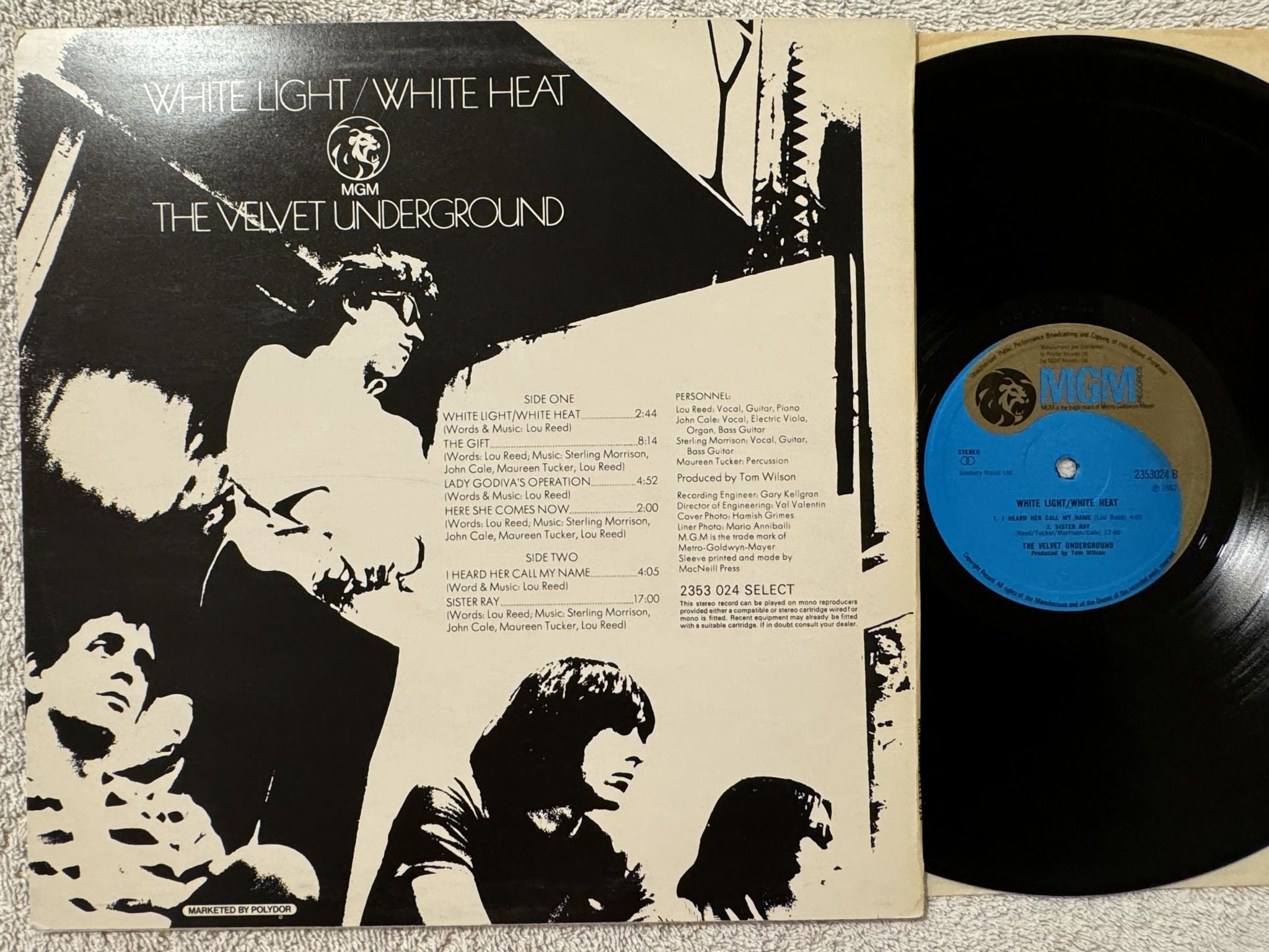 Omslagsbild för skivan THE VELVET UNDERGROUND white light / white heat LP re UK MGM 2353024