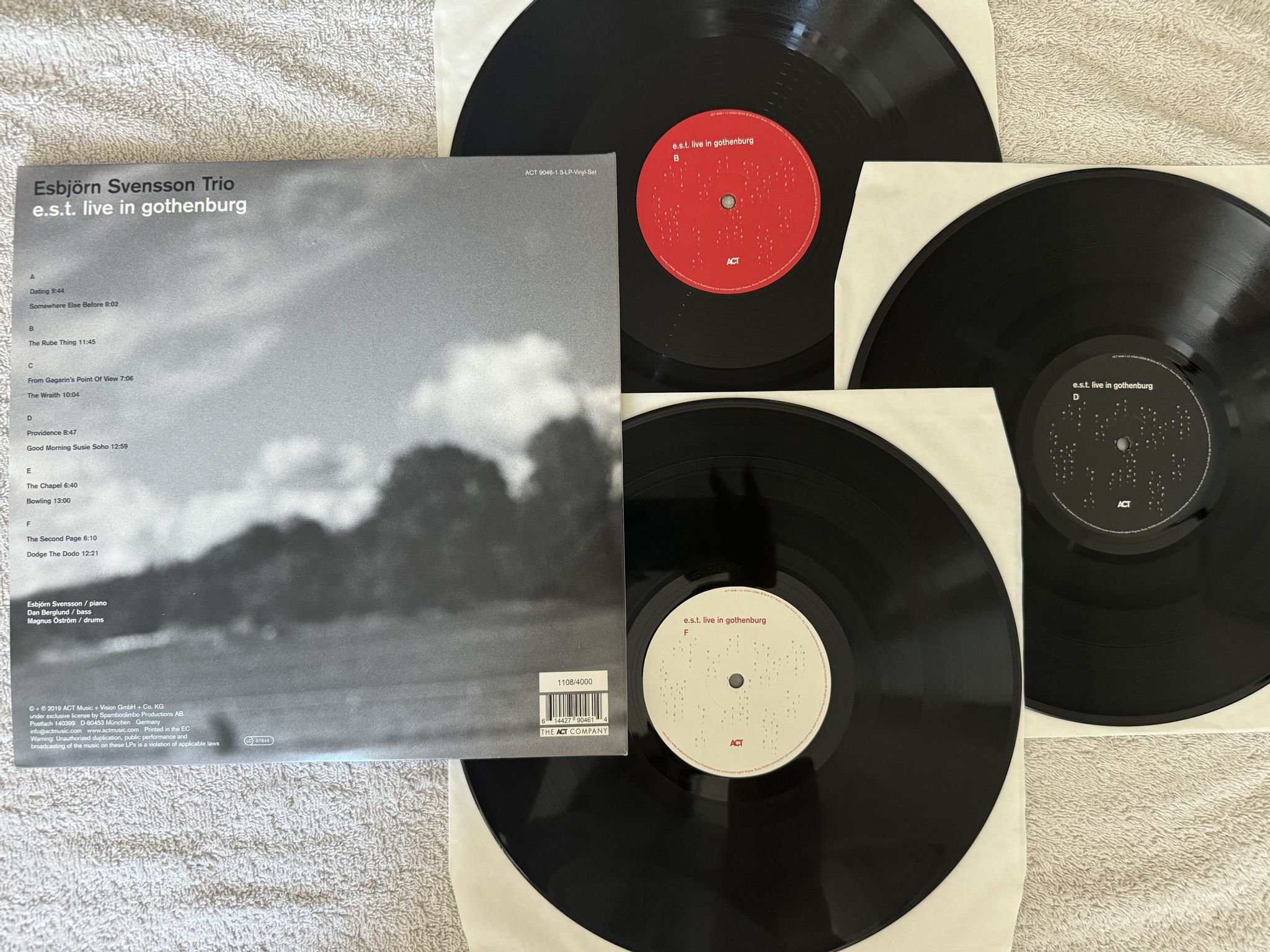 Omslagsbild för skivan ESBJÖRN SVENSSON TRIO Live In Gothenburg 3xLP 2019 ACT 9046-1