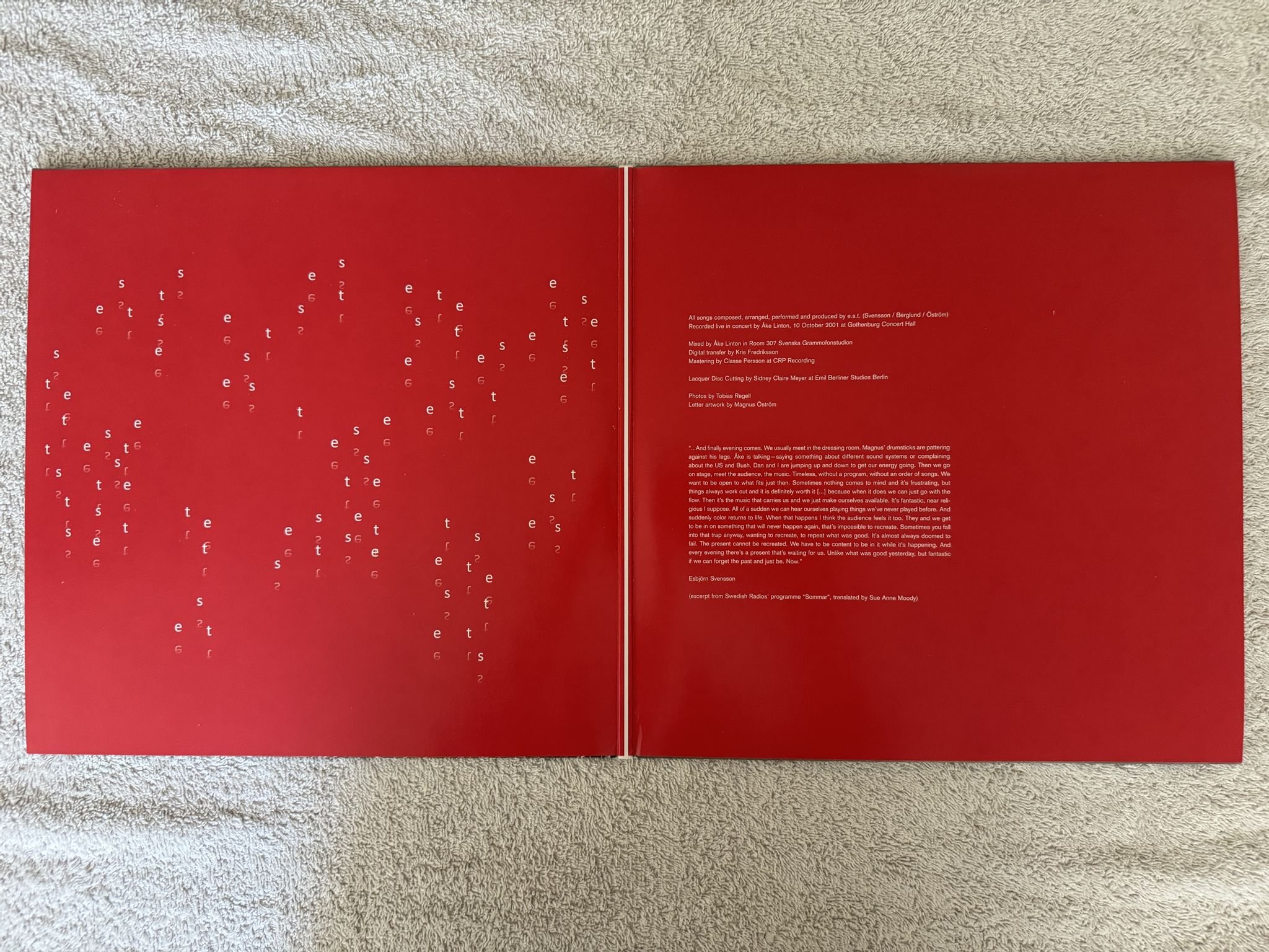 Omslagsbild för skivan ESBJÖRN SVENSSON TRIO Live In Gothenburg 3xLP 2019 ACT 9046-1