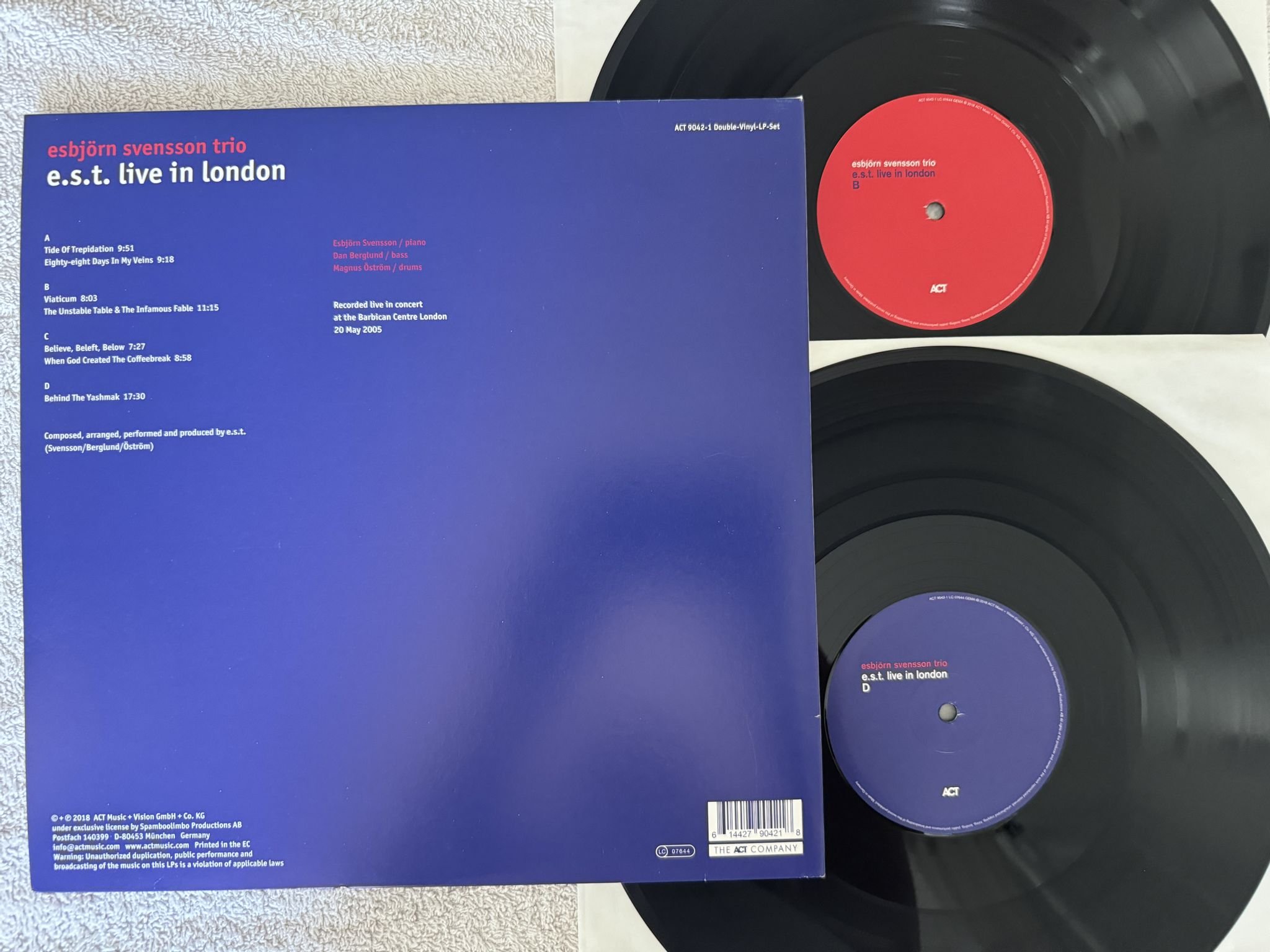 Omslagsbild för skivan ESBJÖRN SVENSSON TRIO Live In London 2xLP 2018 ACT 9042-1