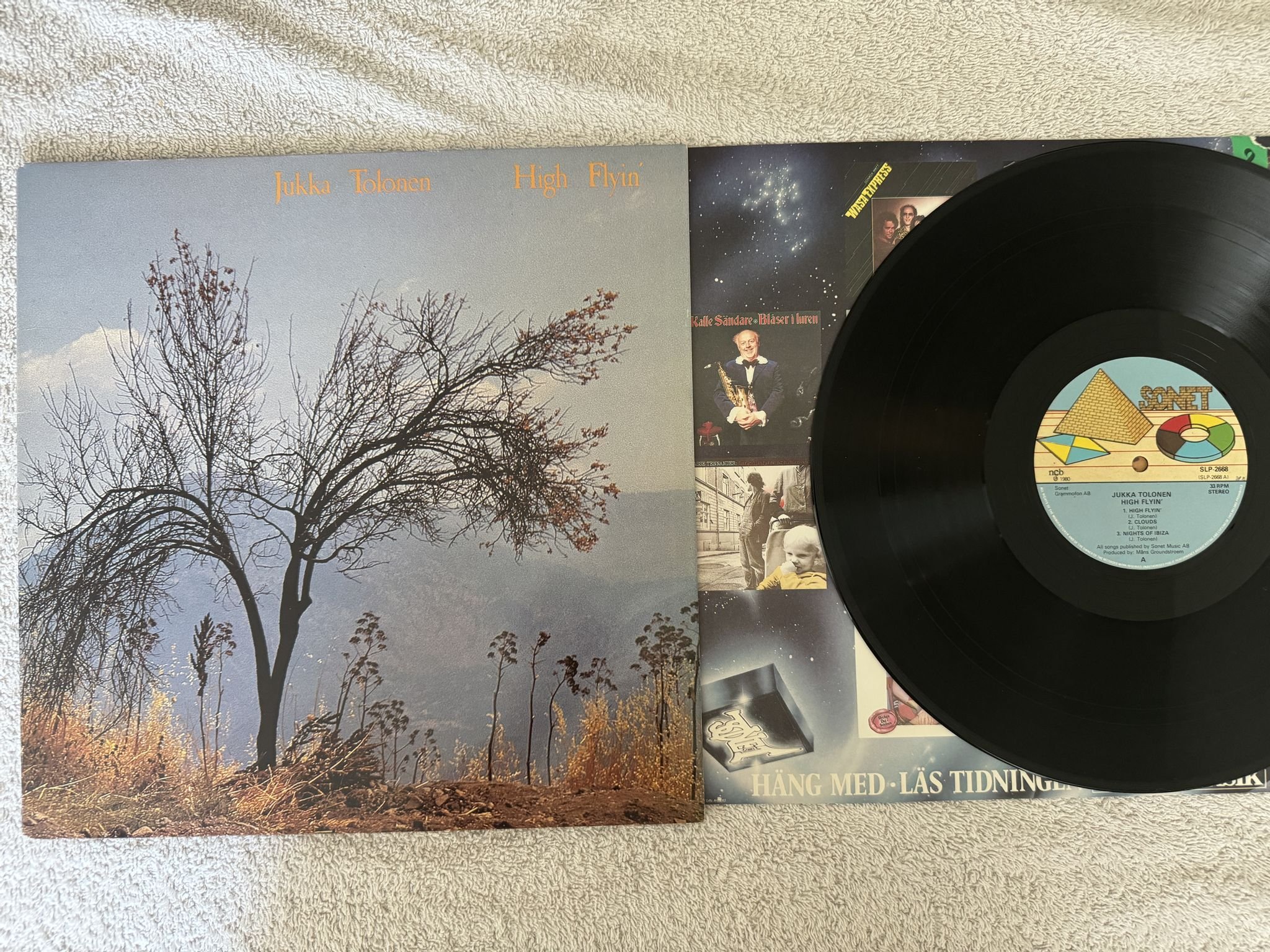 Omslagsbild för skivan JUKKA TOLONEN high fluin' LP -80 Swe SONET SLP 2668