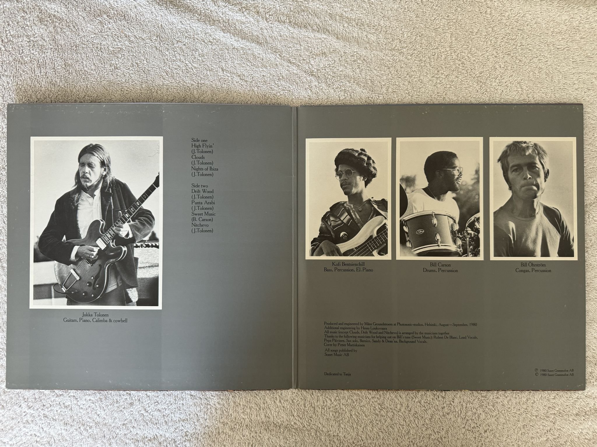 Omslagsbild för skivan JUKKA TOLONEN high fluin' LP -80 Swe SONET SLP 2668