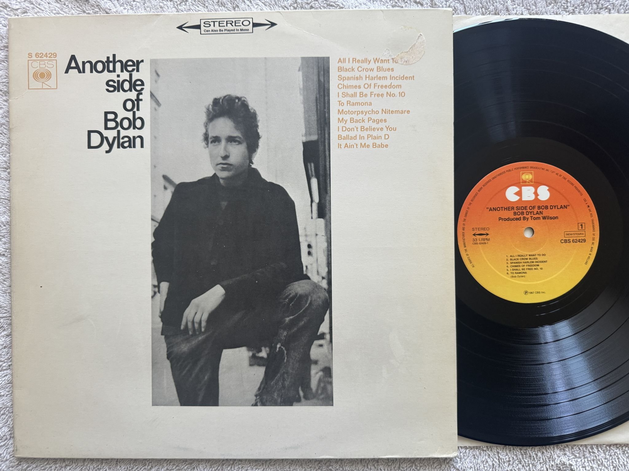 Omslagsbild för skivan BOB DYLAN another side of Bob Dylan LP re Hol CBS 62429