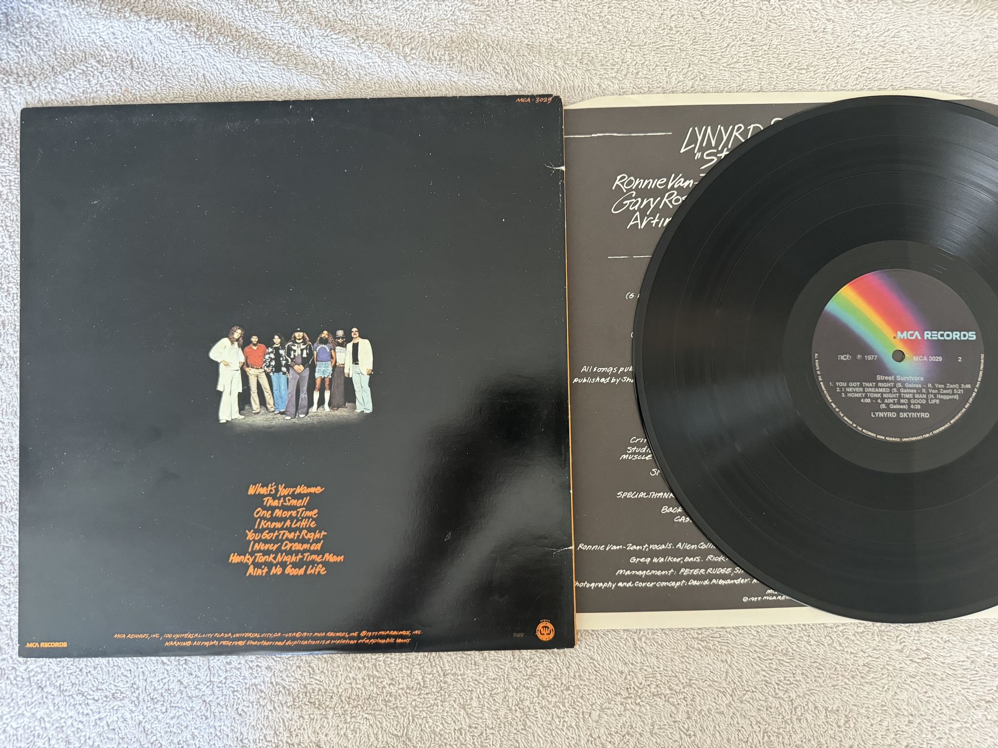 Omslagsbild för skivan LYNARD SKYNARD street survivors LP -77 ncb MCA 3029