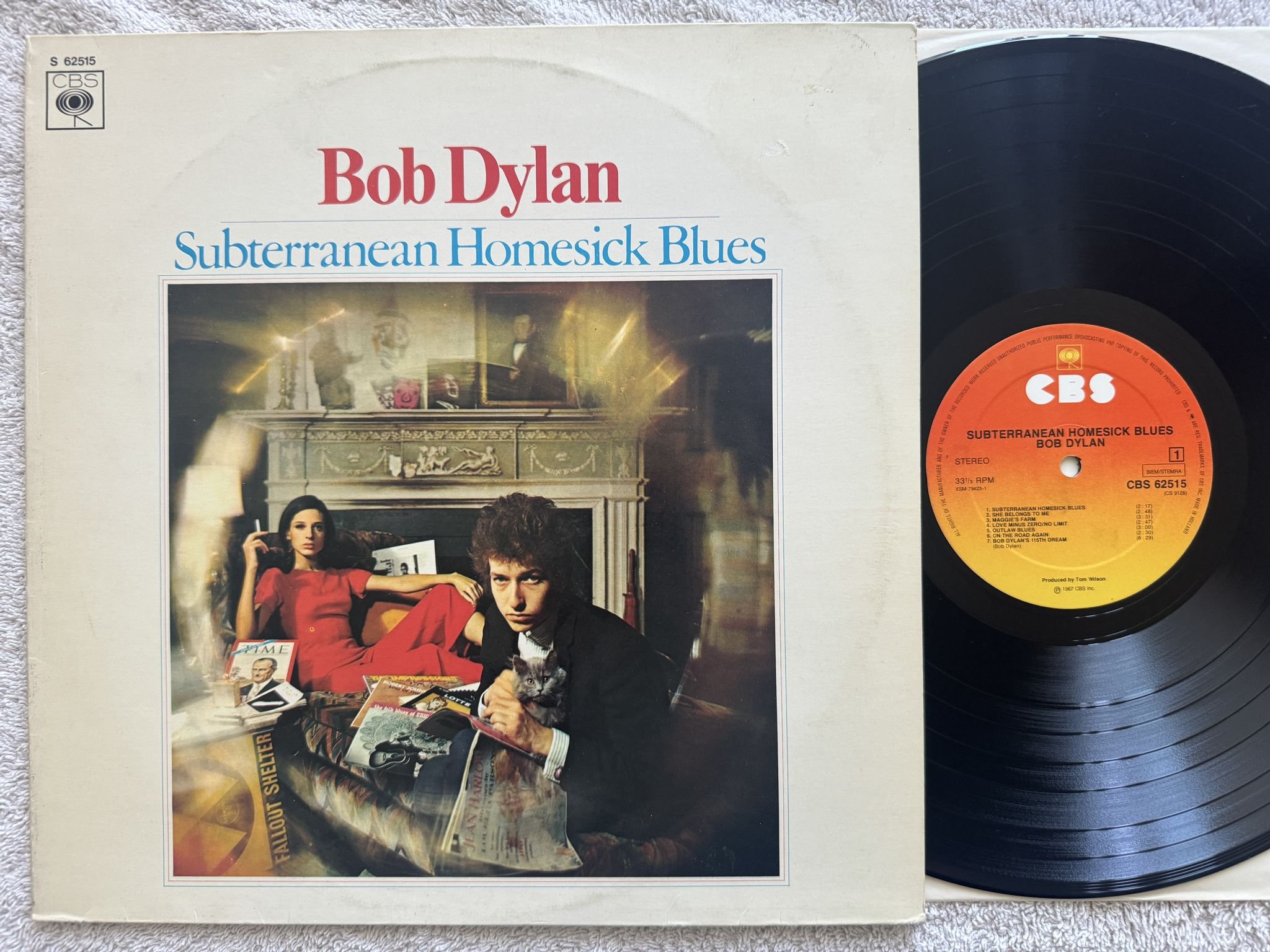 Omslagsbild för skivan BOB DYLAN subterranean homesick blues LP re Hol CBS 62515
