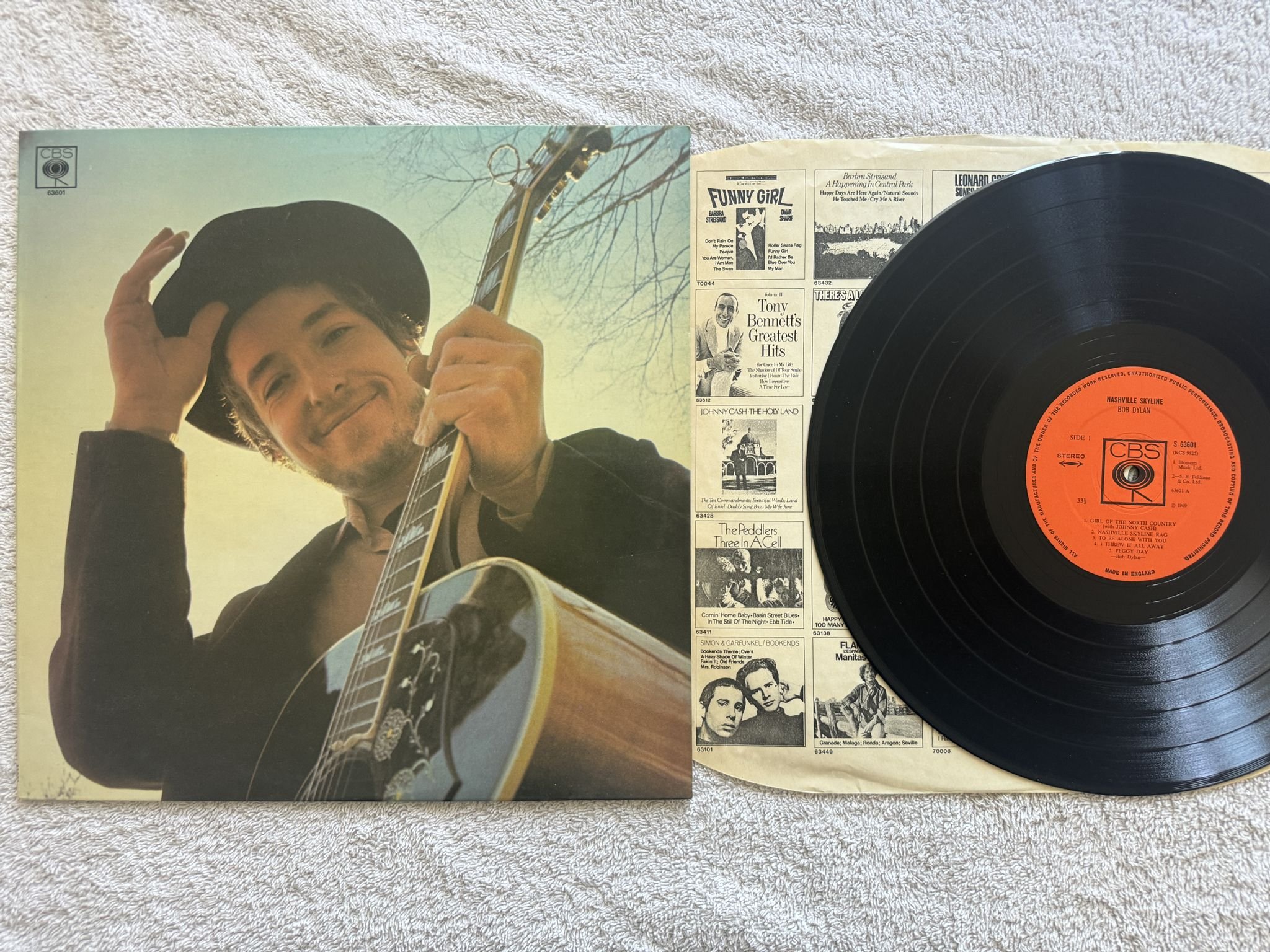 Omslagsbild för skivan BOB DYLAN Nashville skyline LP -69 UK CBS S 63601