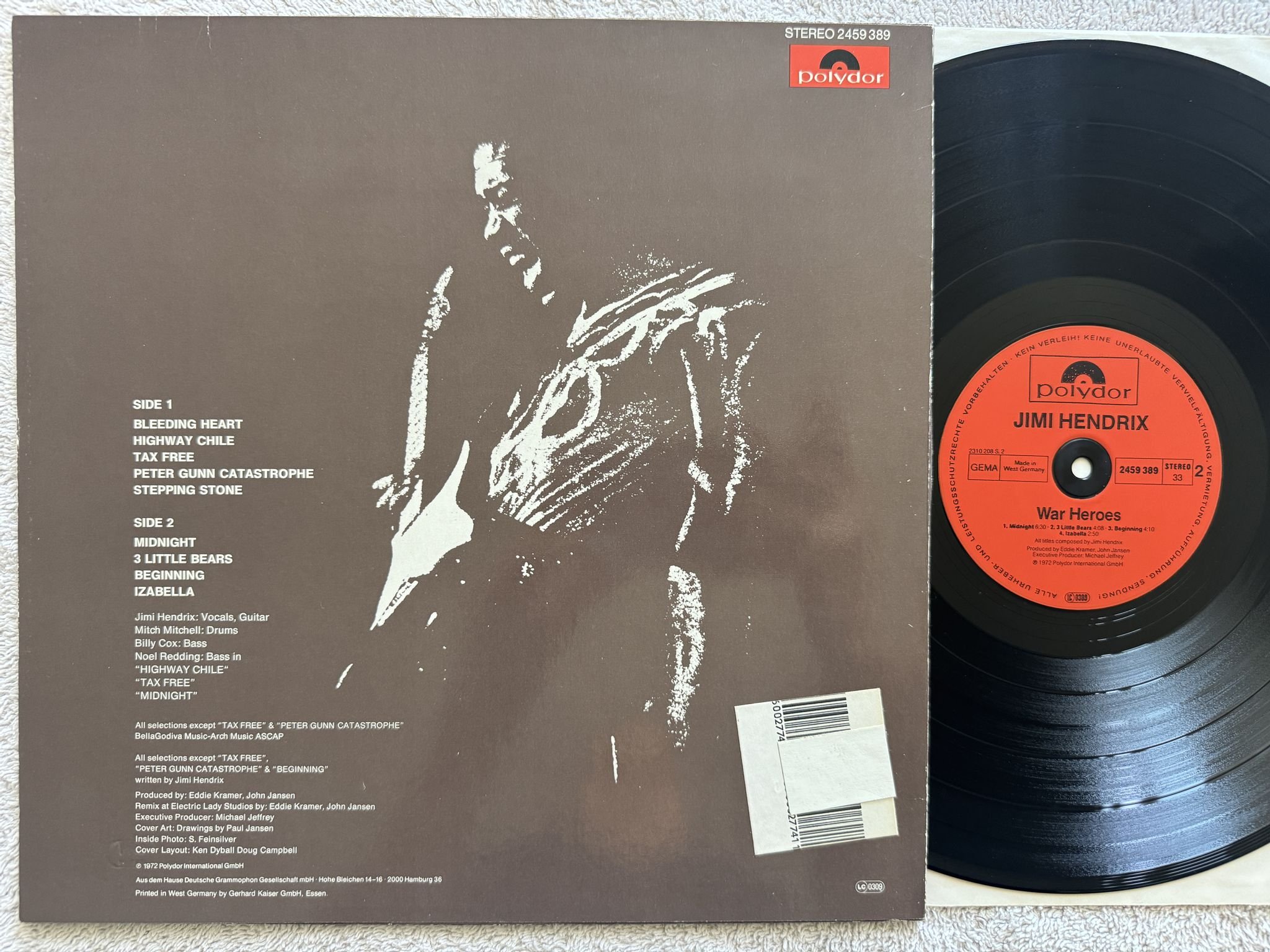 Omslagsbild för skivan JIMI HENDRIX war heroes LP re Ger POLYDOR 2459389