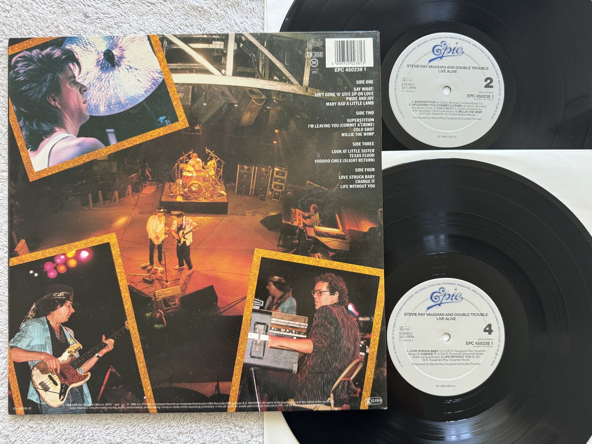 Omslagsbild för skivan STEVIE RAY VAUGHAN Live Alive 2xLP -86 Hol EPIC EPC 450238 1