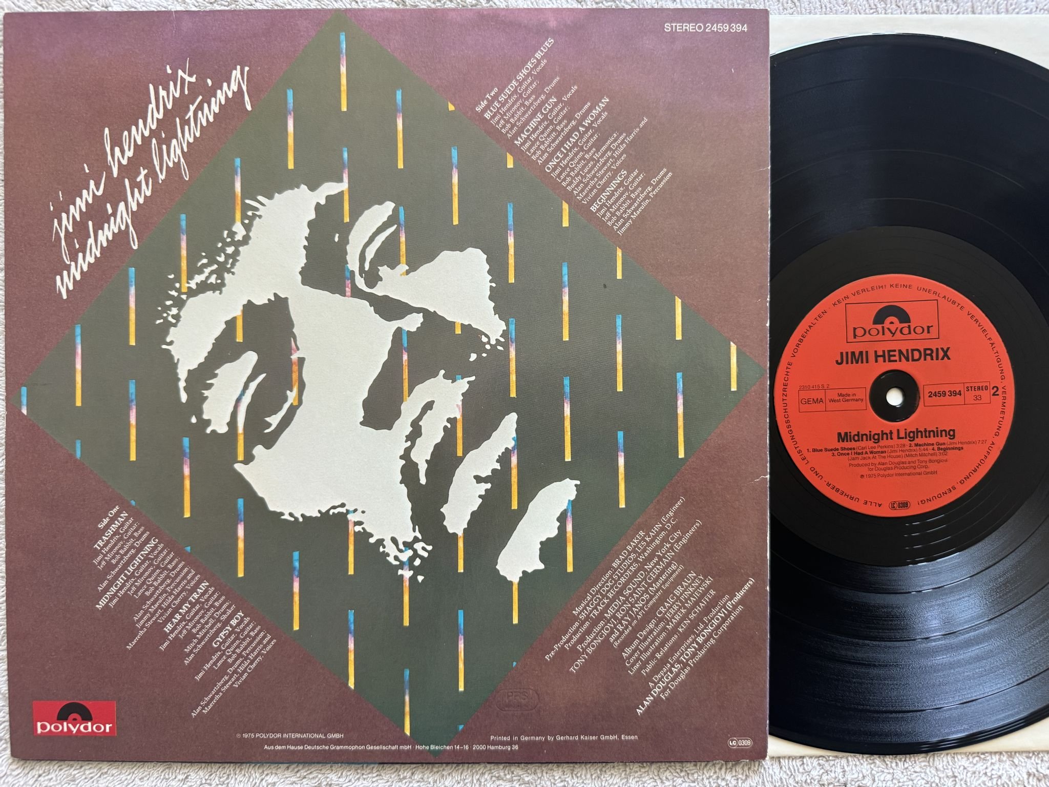 Omslagsbild för skivan JIMI HENDRIX midnight lightning LP re Ger POLYDOR 2459394