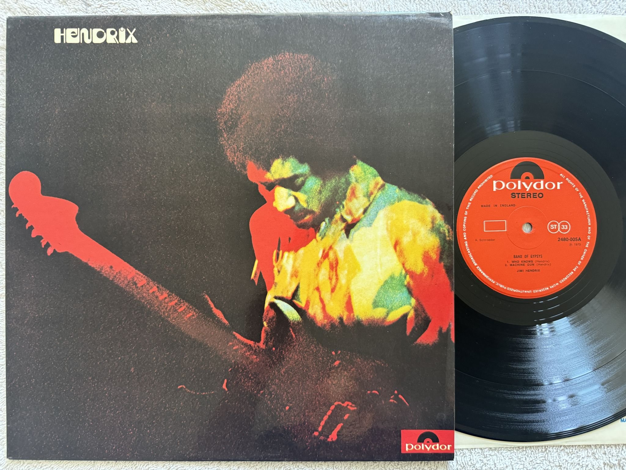 Omslagsbild för skivan JIMI HENDRIX band of gypsys LP -70 UK POLYDOR 2480-005