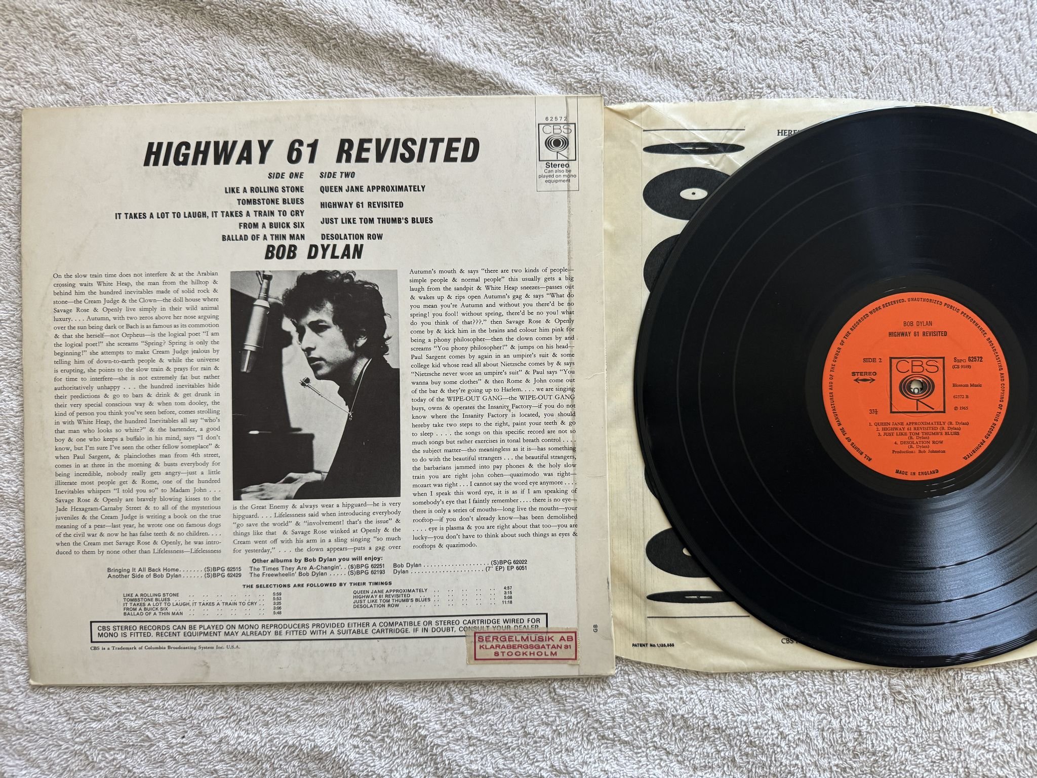 Omslagsbild för skivan BOB DYLAN highway 61 revisited LP -65 UK CBS SBPG 62572