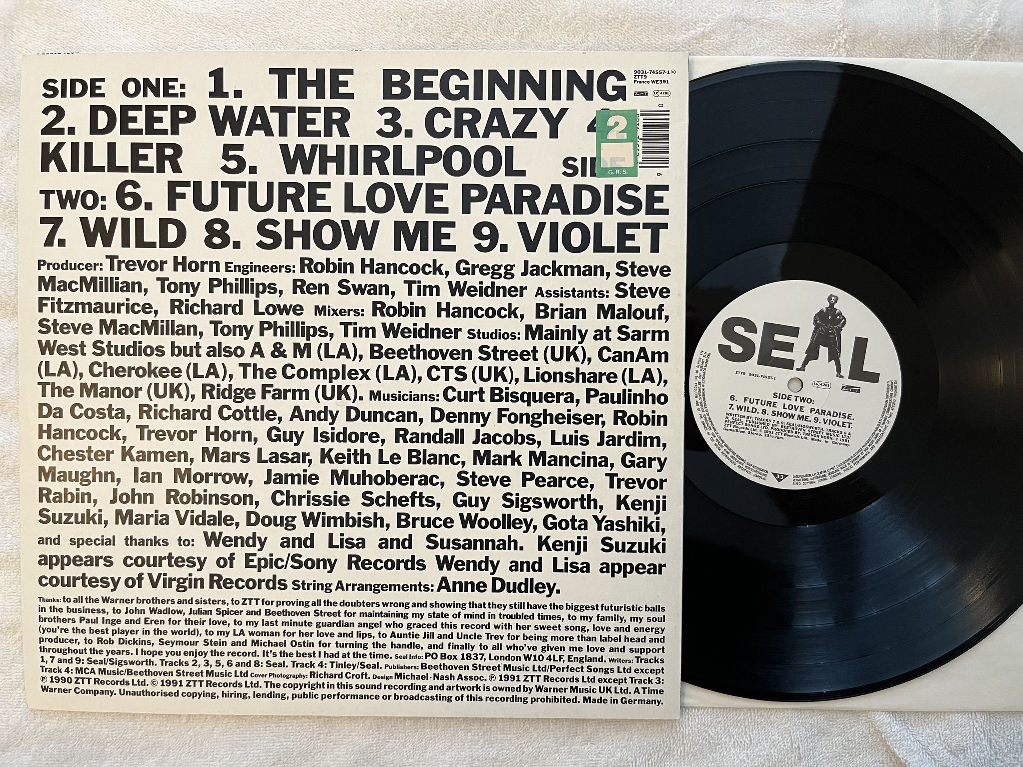 Omslagsbild för skivan SEAL s/t LP -91 ZTT ZTT9 9031-74557-1 *** CLASSIC ***