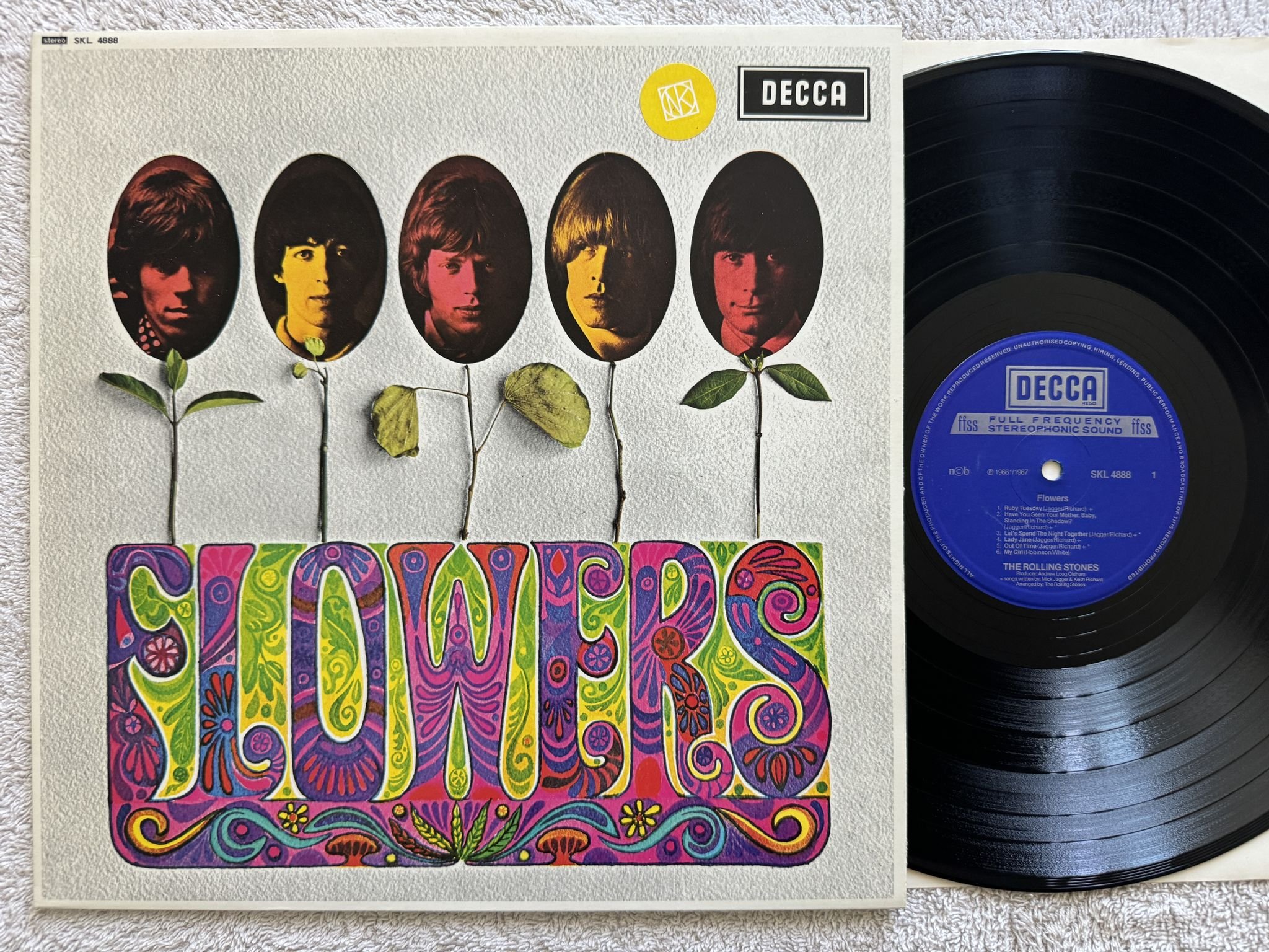 Omslagsbild för skivan THE ROLLING STONES flowers LP re ncb DECCA SKL 4888