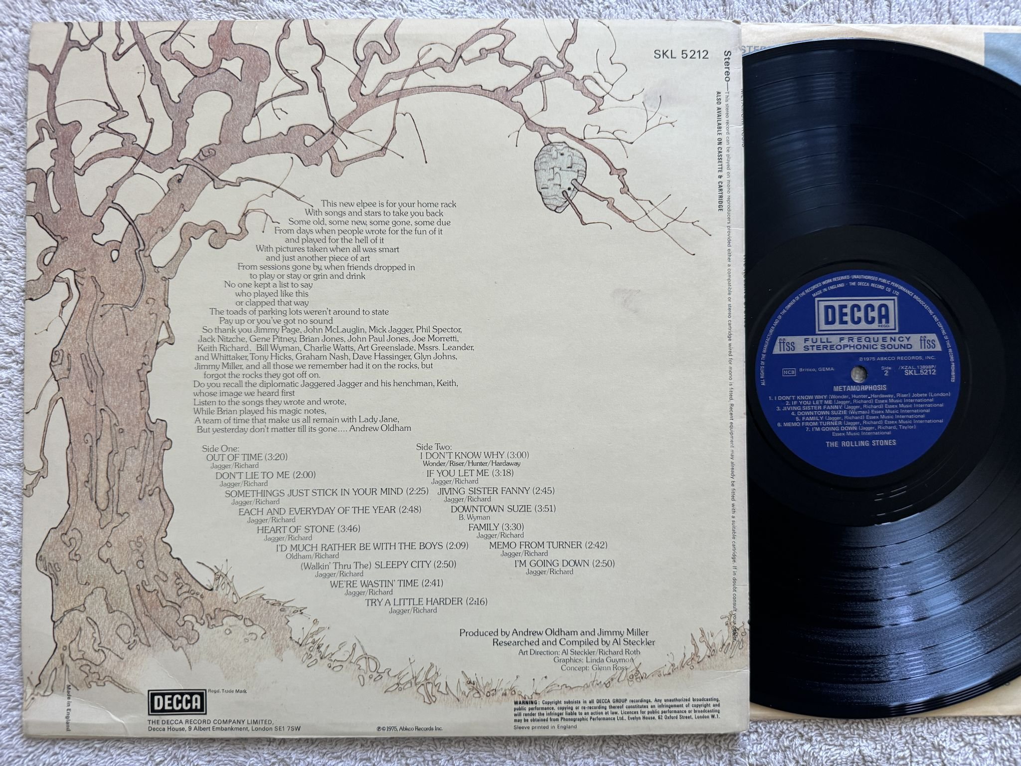 Omslagsbild för skivan THE ROLLING STONES metamorphosis LP -75 UK DECCA SKL 5212