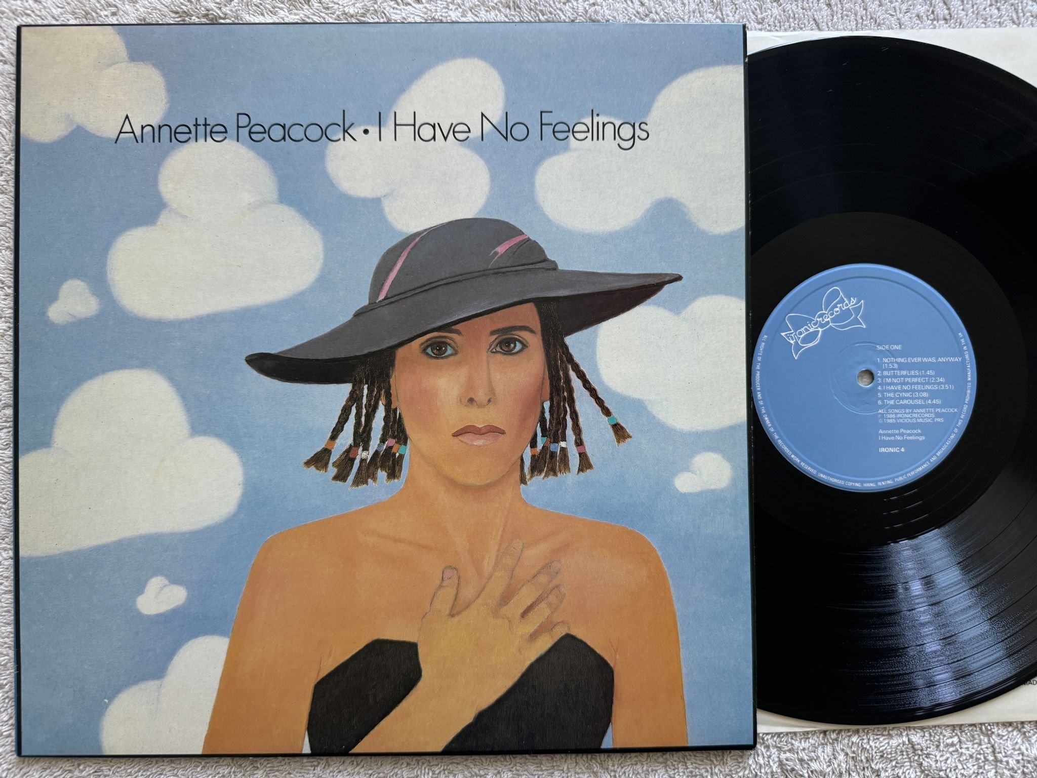 Omslagsbild för skivan ANNETTE PEACOCK I Have No Feelings LP -86 UK IRONIC 4