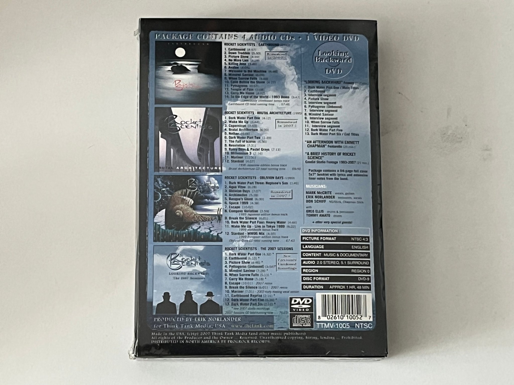 Omslagsbild för skivan ROCKET SCIENTISTS Looking Backward 4xCD + DVD Think Tank Media – TTMV-1005