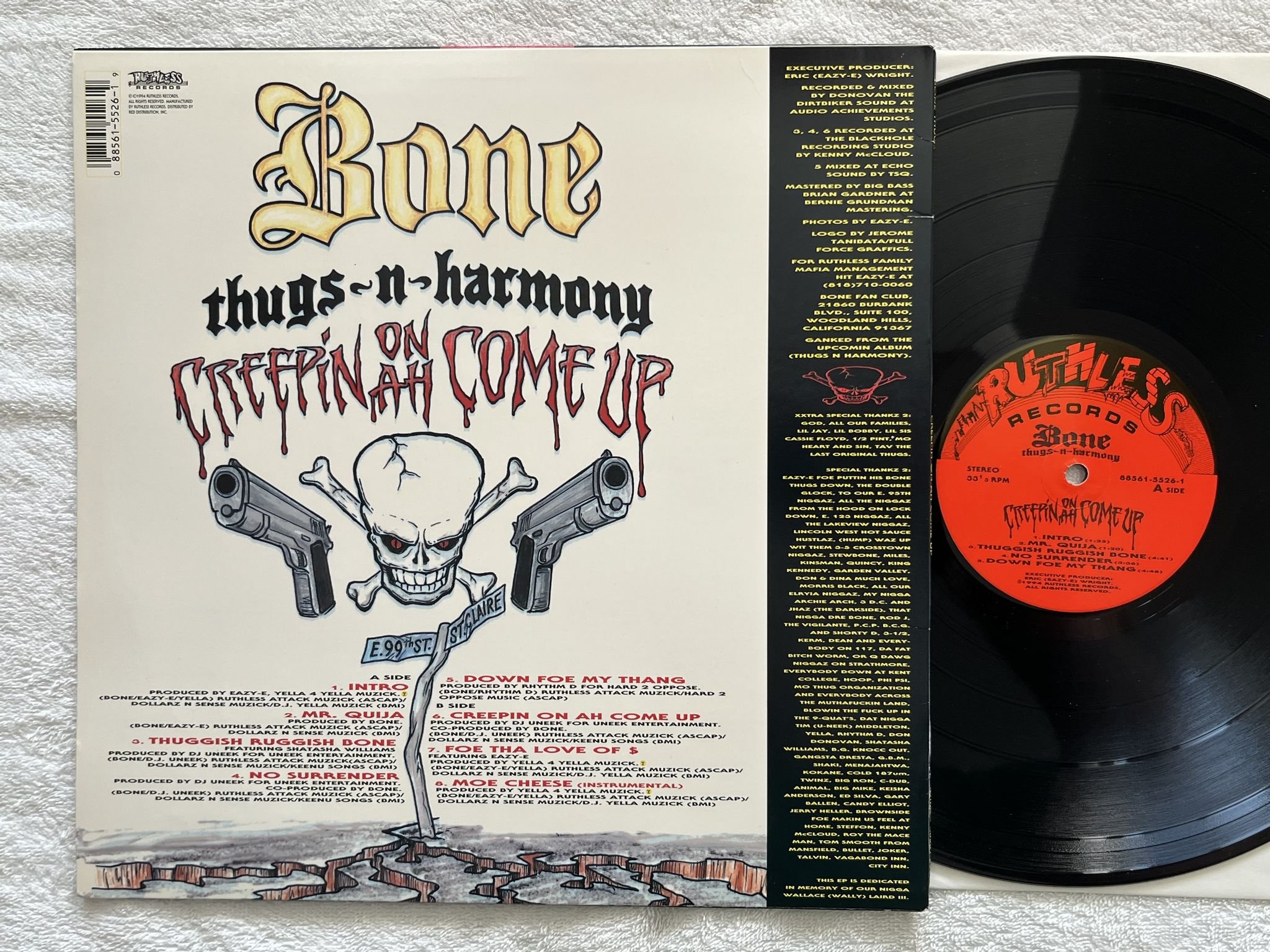 Omslagsbild för skivan BONE THUGS-N-HARMONY Creepin On Ah Come Up LP -94 US RUTHLESS 88561-5526-1