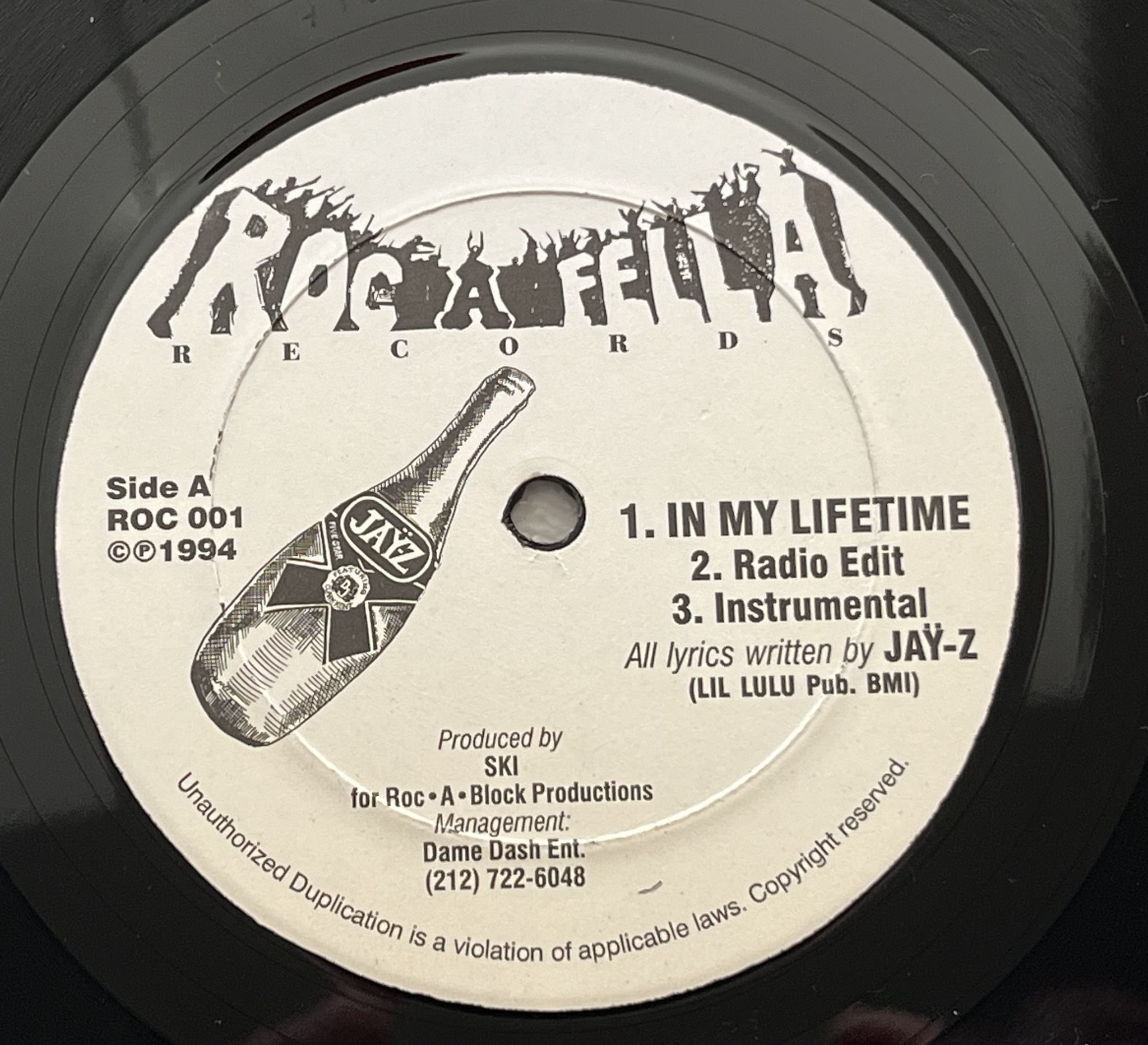Omslagsbild för skivan JAY Z in my lifetime 12" -94 ROC A FELLA ROC 001 *** RARE DEBUTE BY JAY Z ***