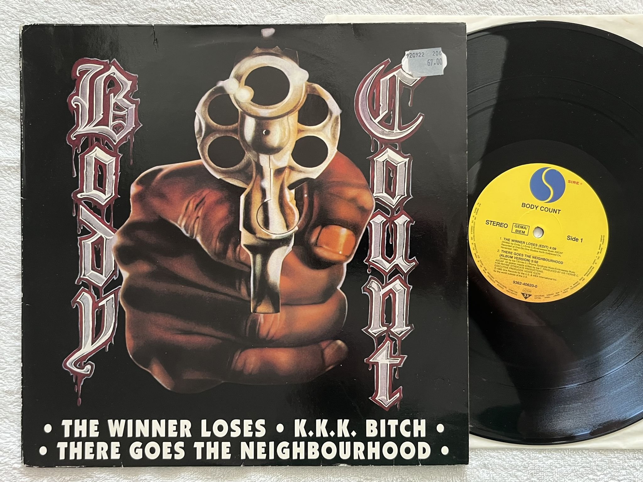 Omslagsbild för skivan BODY COUNT The Winner Lose 12" eu SIRE 9362-40620-0