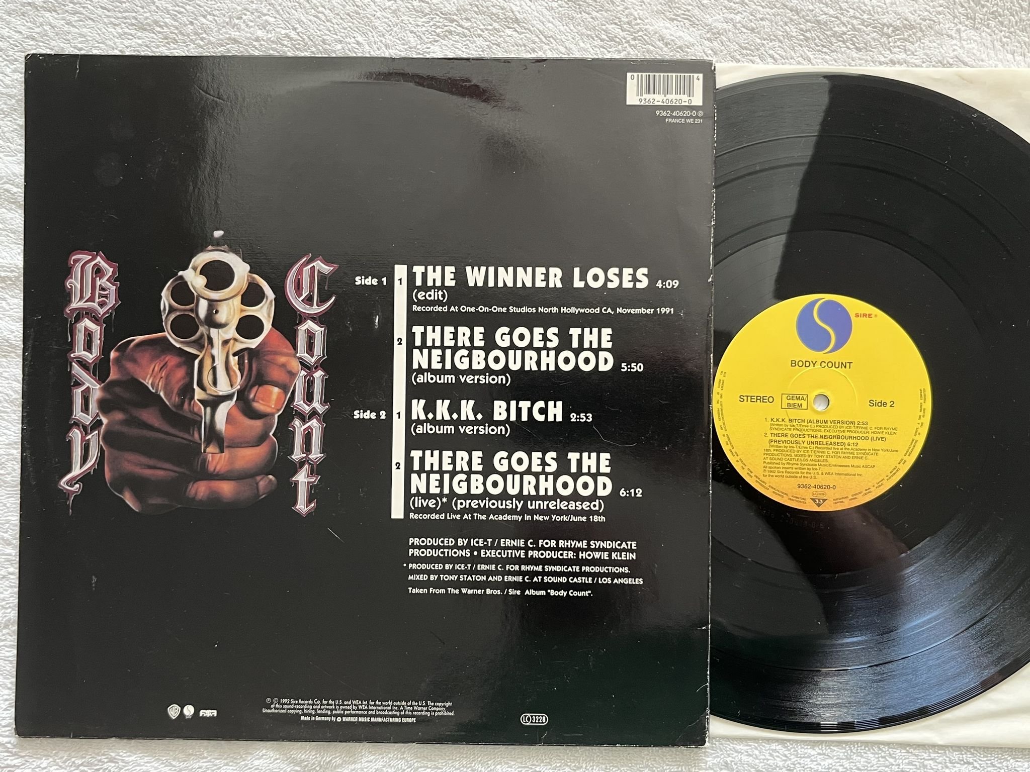 Omslagsbild för skivan BODY COUNT The Winner Lose 12" eu SIRE 9362-40620-0