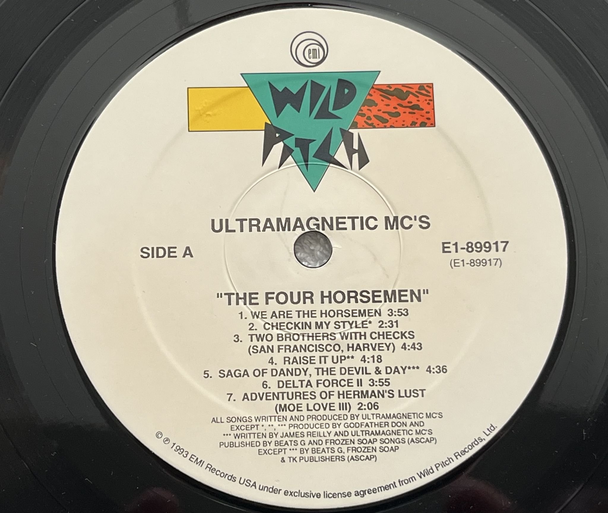 Omslagsbild för skivan ULTRAMAGNETIC MC'S the four horsemen LP -93 US WILD PITCH E1-89917